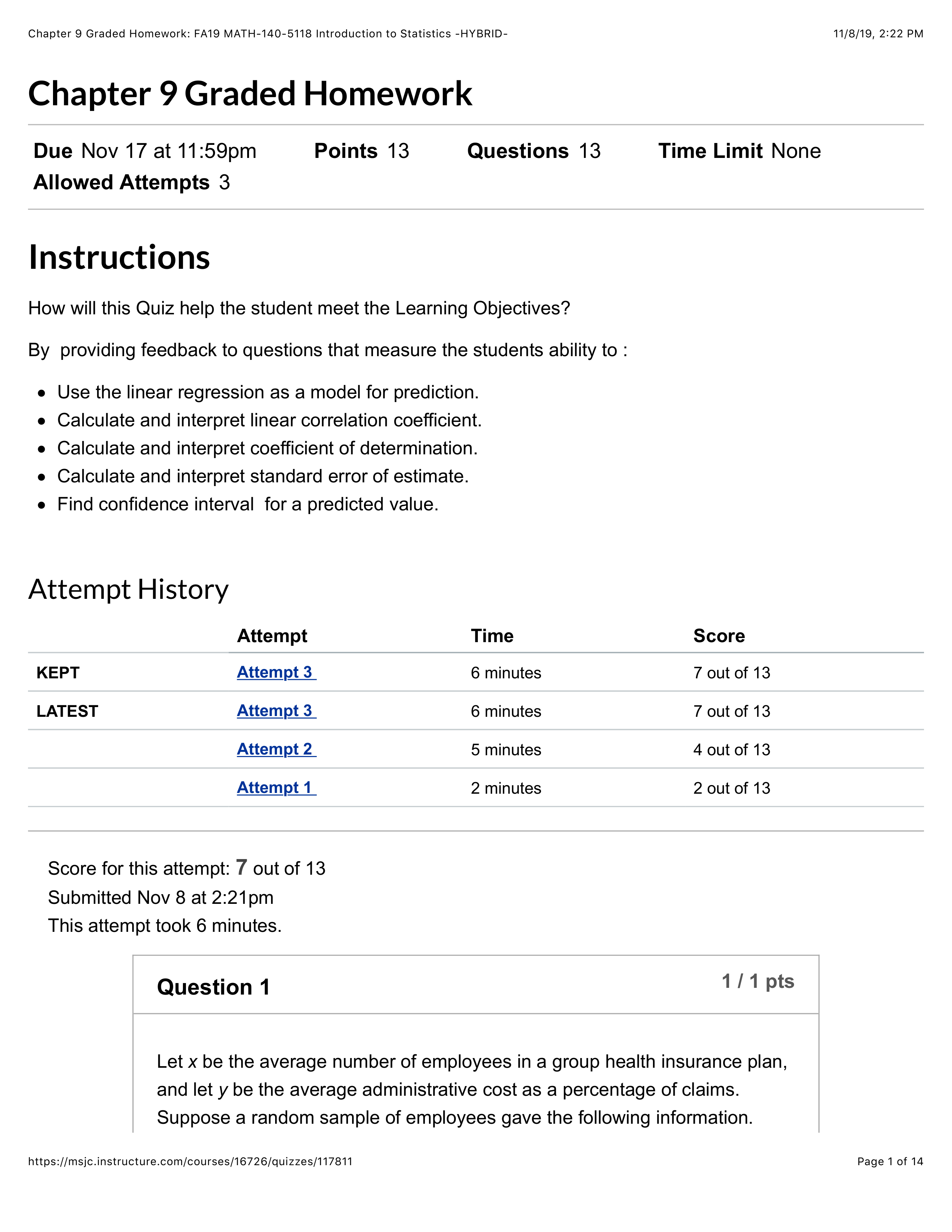 Chapter 9 Graded Homework: FA19 MATH-140-5118 Introduction to Statistics -HYBRID-.pdf_d1vp2207sx0_page1