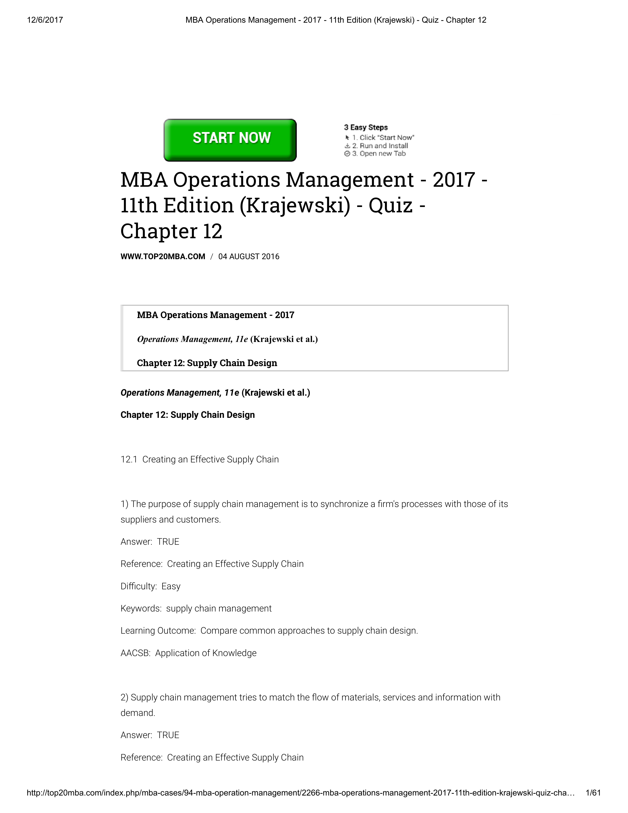 MBA Operations Management - 2017 - 11th Edition (Krajewski) - Quiz - Chapter 12.pdf_d25nm0pqiuw_page1