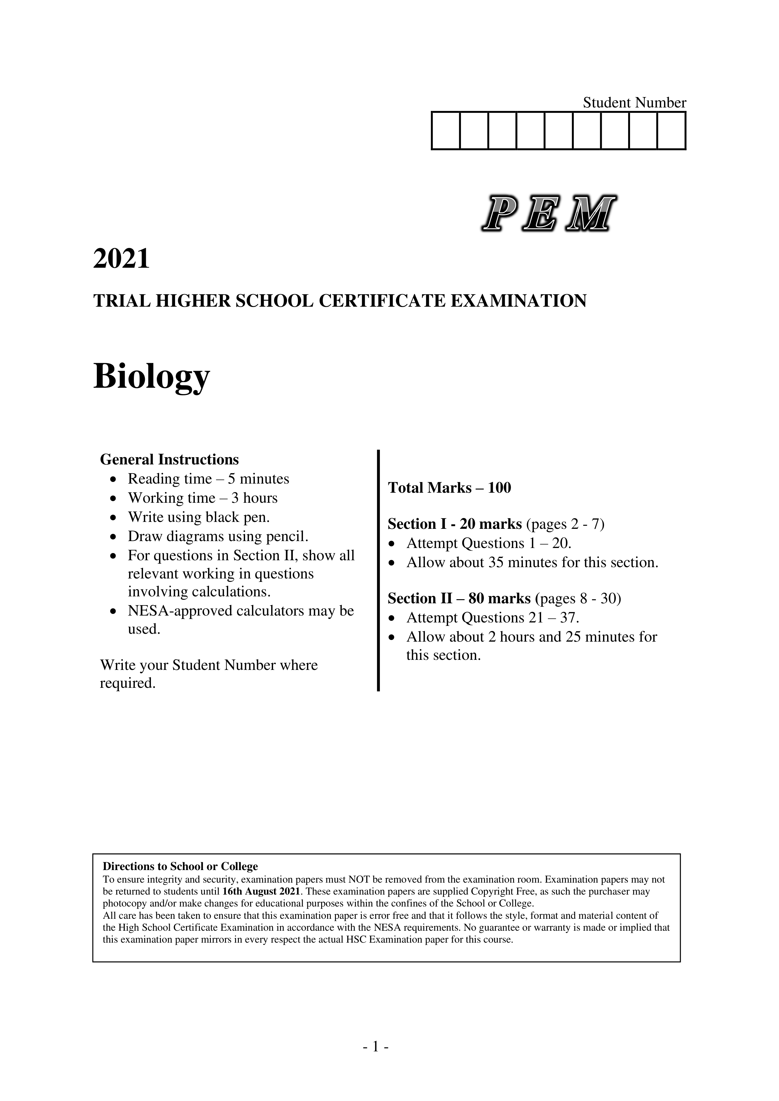 PEM 2021 Biology Trial HSC Examination paper.pdf_d26v5nxvd3a_page1