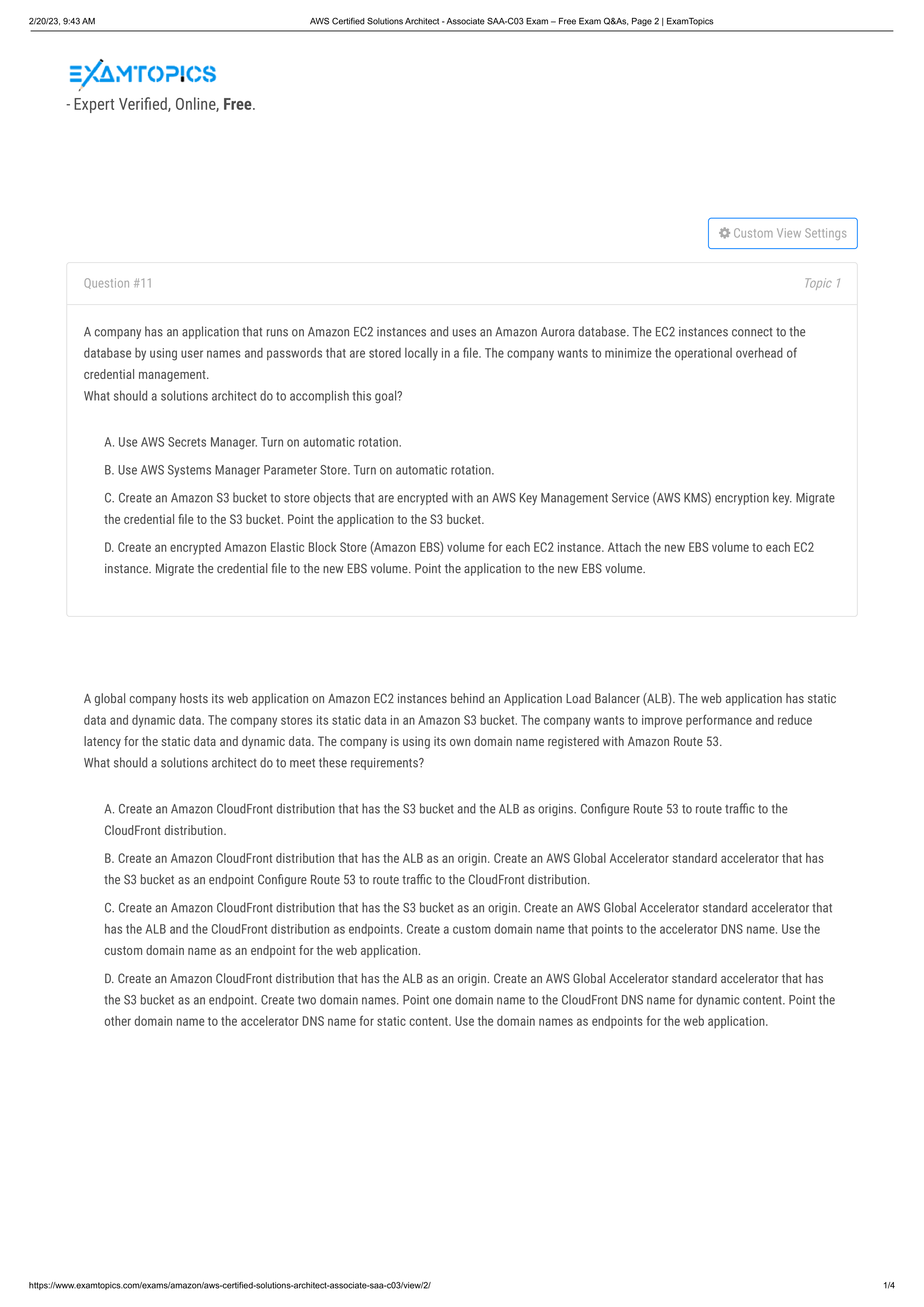 AWS Certified Solutions Architect - Associate SAA-C03 Exam - Free Exam Q&As, Page 2 _ ExamTopics.pdf_d2aj1polxdi_page1