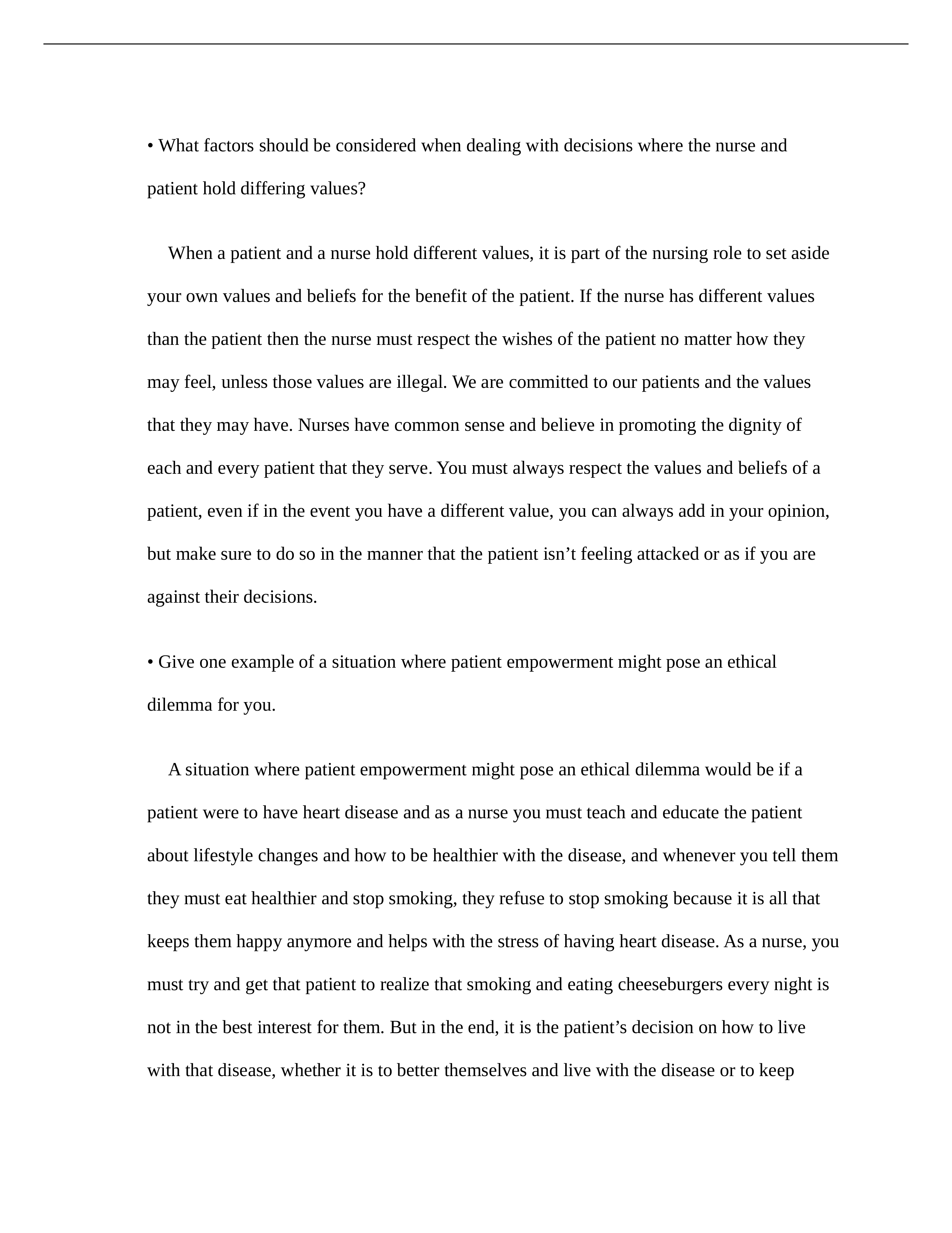 What factors should be considered when dealing with decisions where the nurse and patient hold diffe_d2eype1z3hs_page1