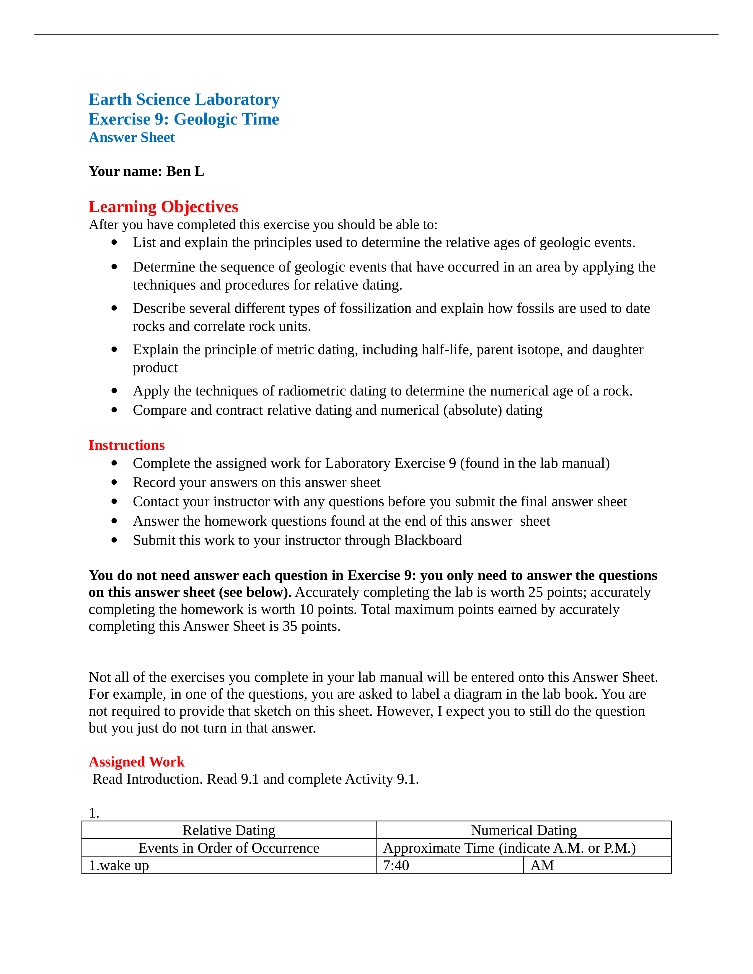 Exercise 9 Geologic Time  Answer Sheet 8th edition.doc_d2fbeanpad2_page1