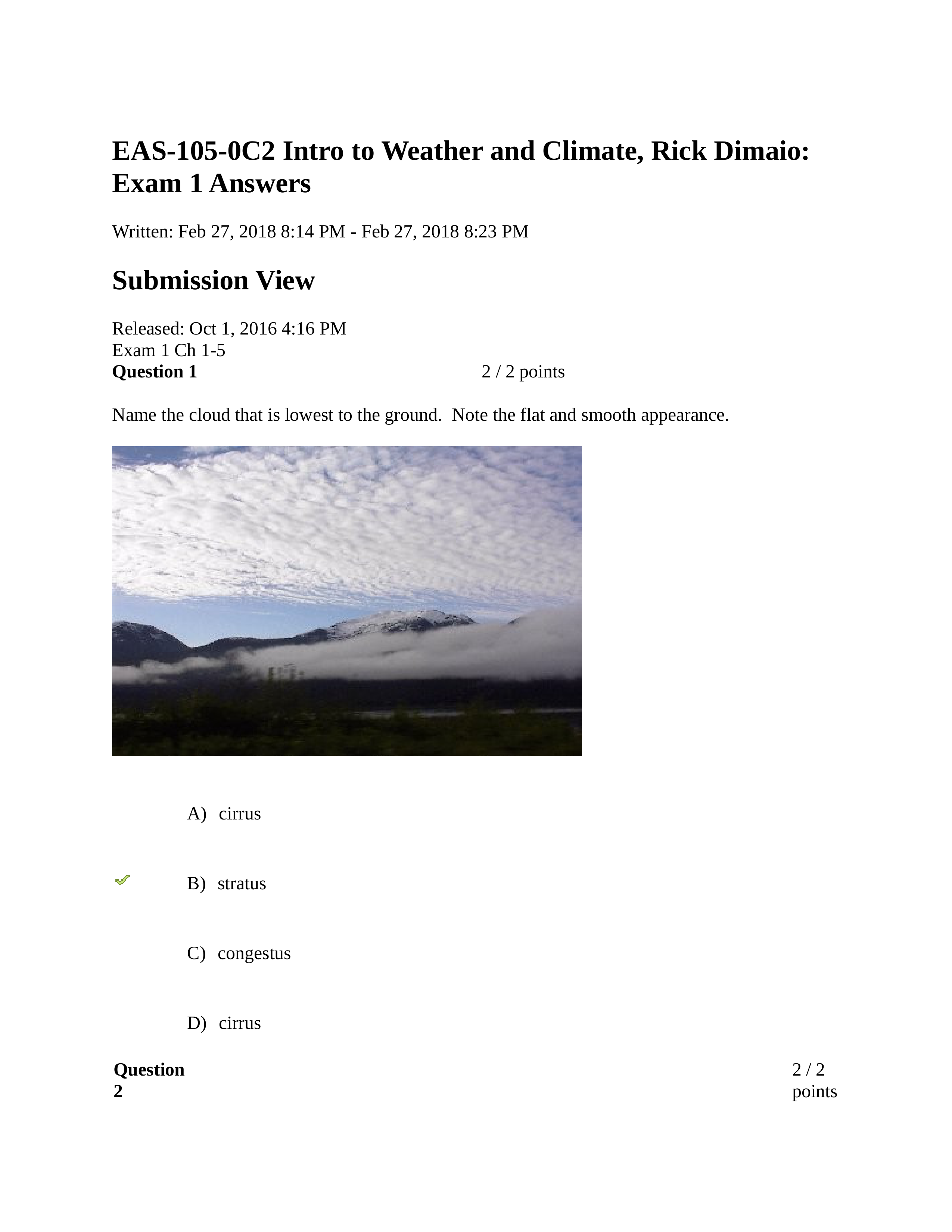 EAS-105-0C2 Intro to Weather and Climate, Rick Dimaio- Exam 1 Answers .docx_d2pdvu1v4p2_page1