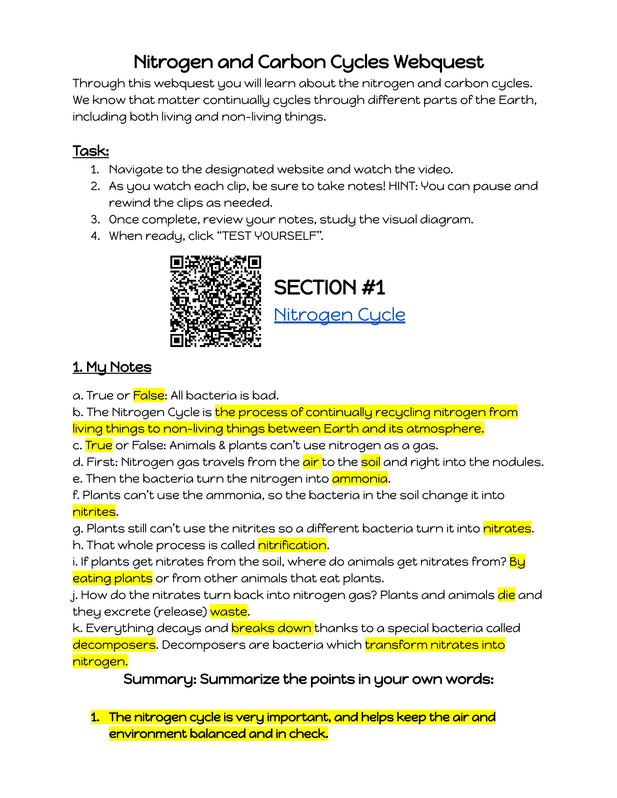 Nitrogen and Carbon Cycles Webquest.pdf_d2wi7ln4xel_page1