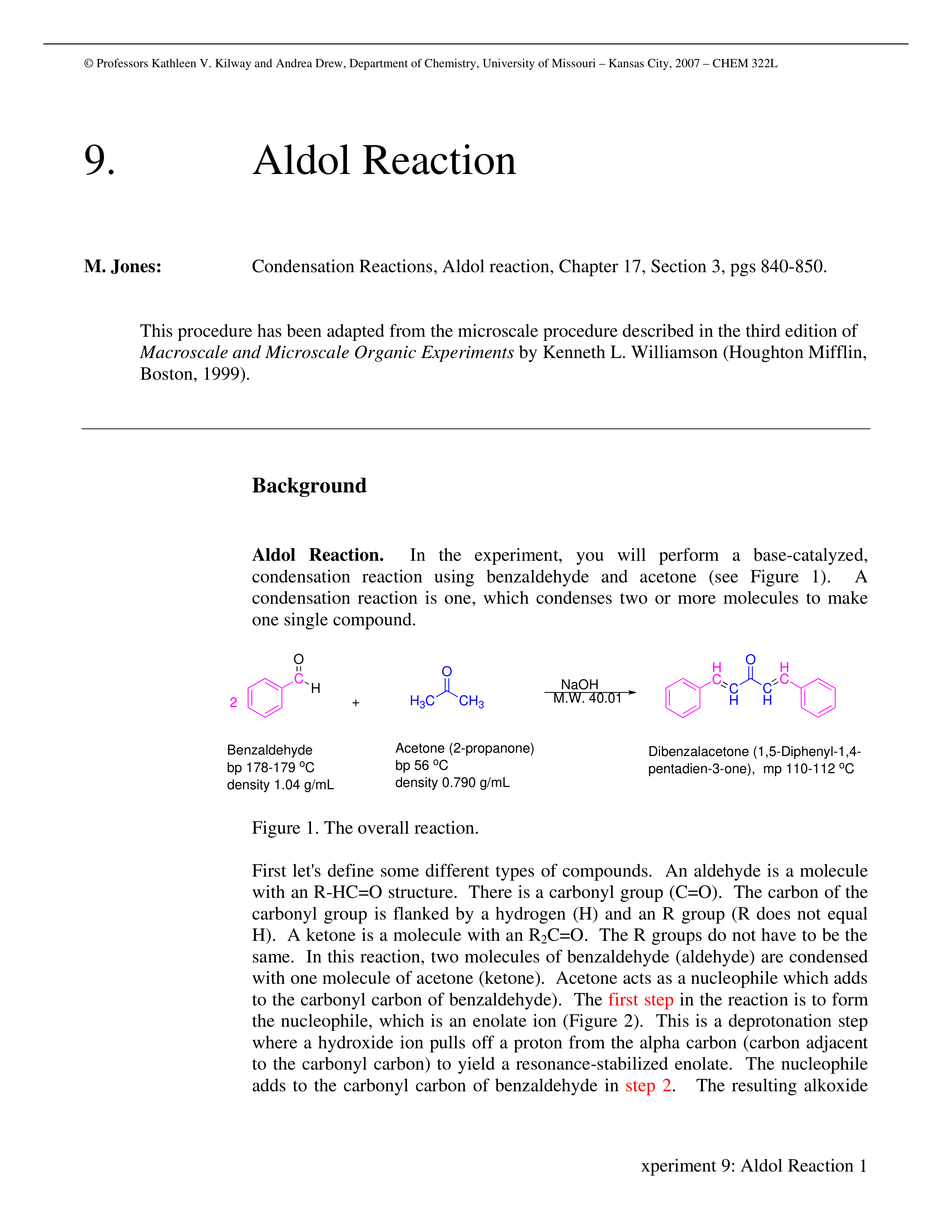 CHEM 322L - Exp 09 - Aldol Condensation Lab_d385at7q7iv_page1