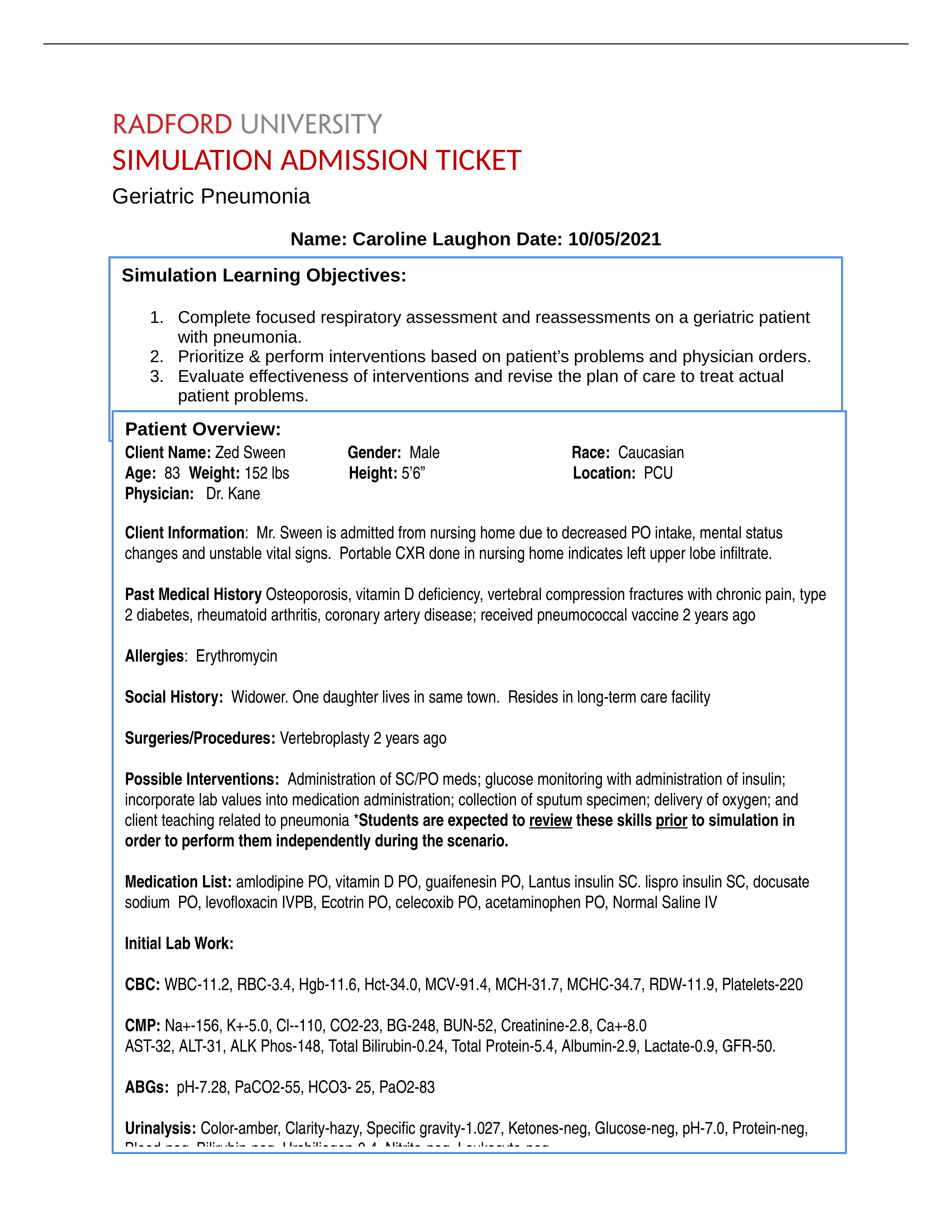 SIMULATION ADMISSION TICKET Geriatric Pneumonia_2019-1.doc_d3bllihnbnp_page1