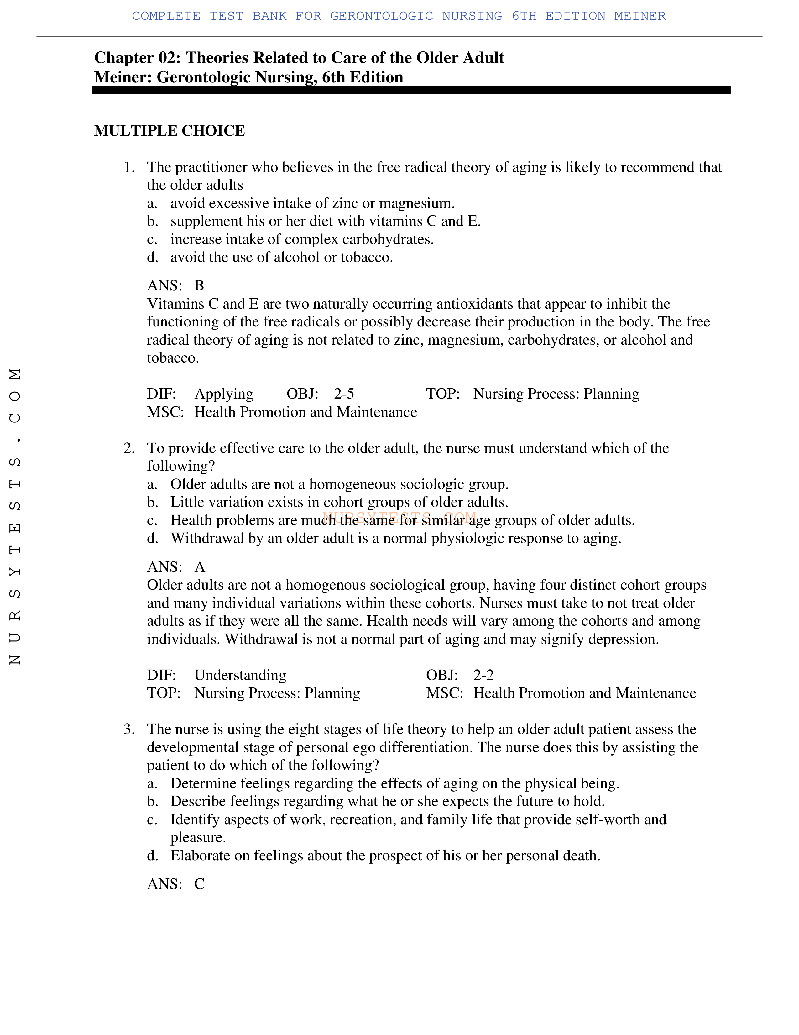 Test Bank Gerontologic Nursing 6th Edition Meiner.pdf_d3enl3iks8d_page1