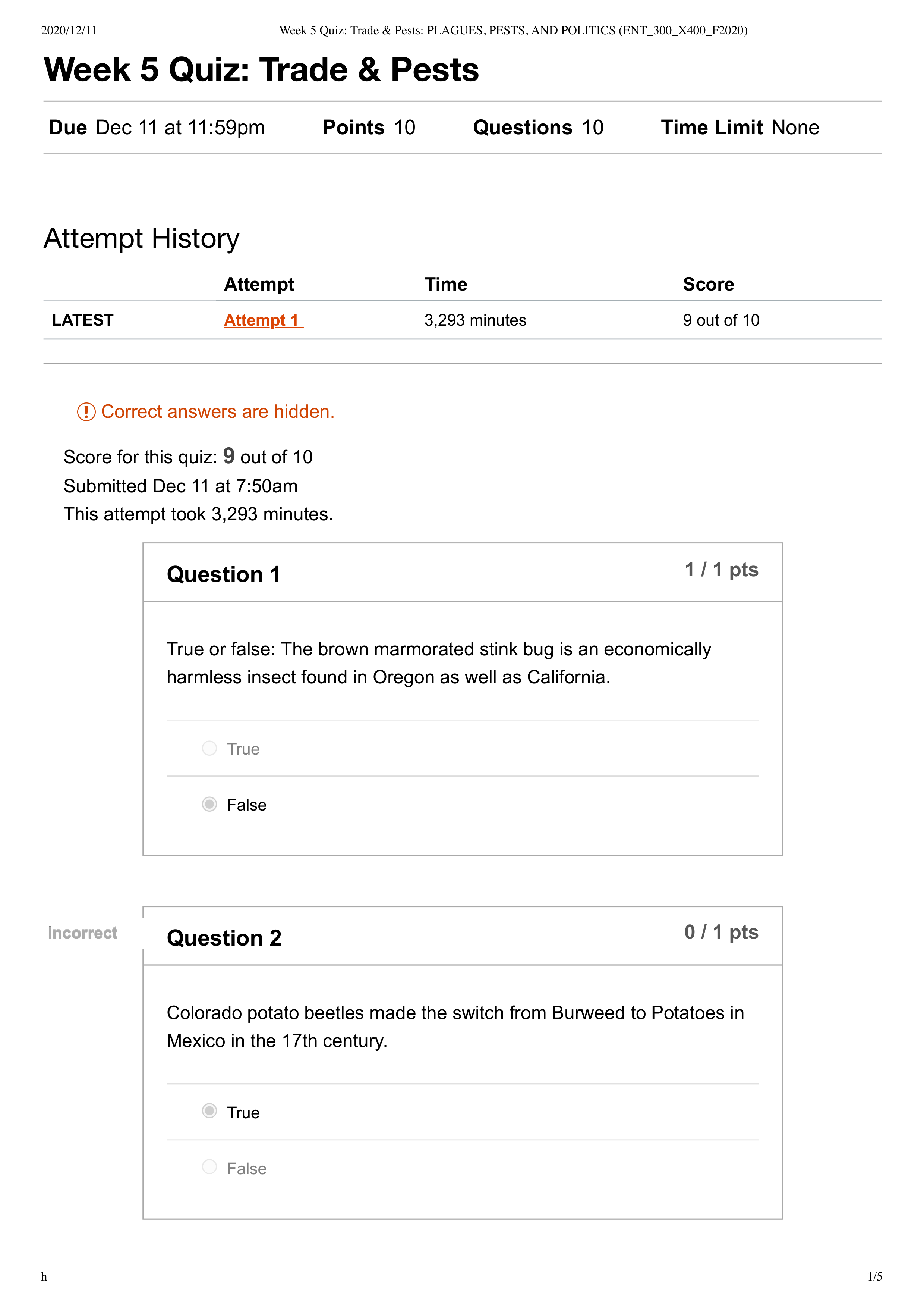 Week 5 Quiz_ Trade & Pests_ PLAGUES, PESTS, AND POLITICS (ENT_300_X400_F2020).pdf_d3oao7esjjl_page1