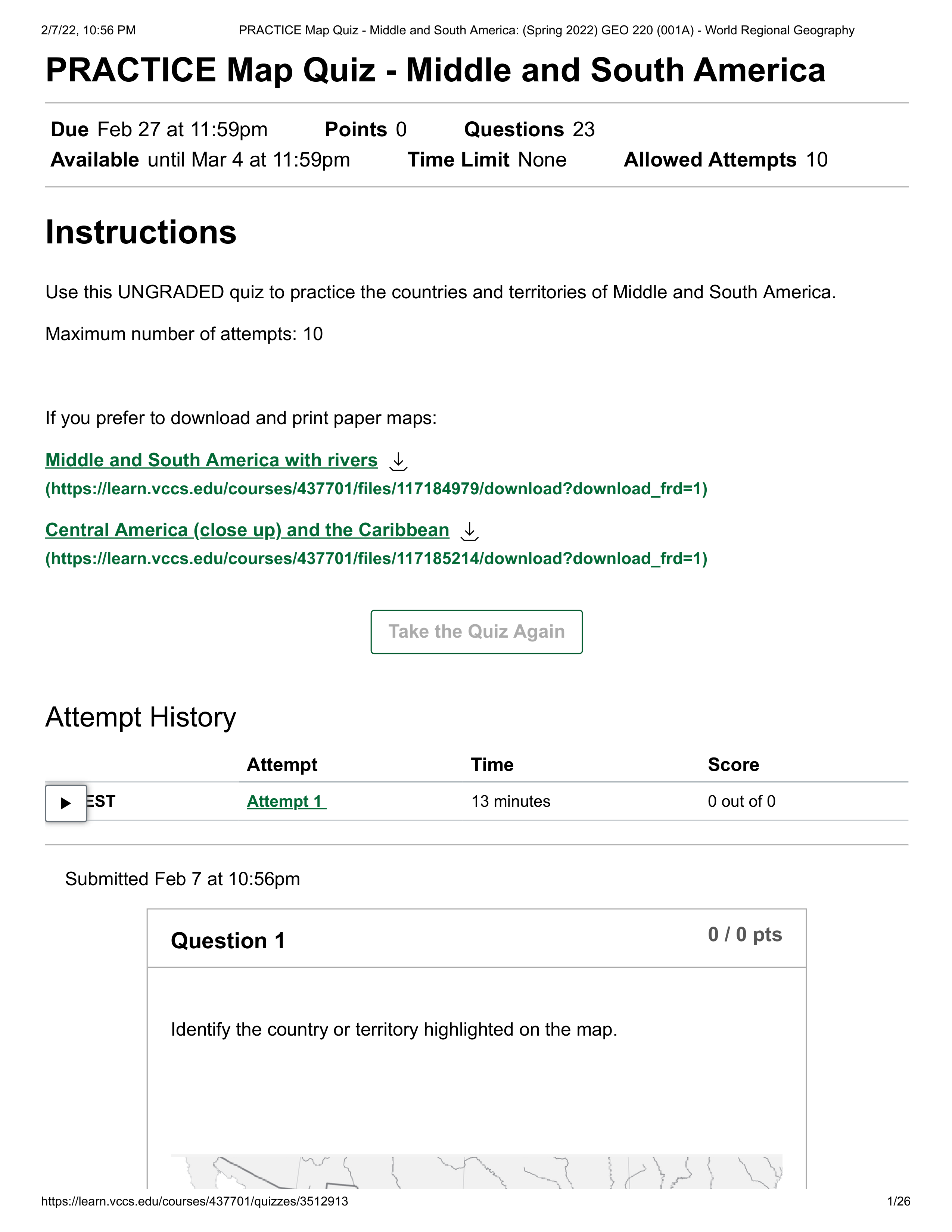 PRACTICE Map Quiz - Middle and South America_ (Spring 2022) GEO 220 (001A) - World Regional Geograph_d3rr251o9ju_page1