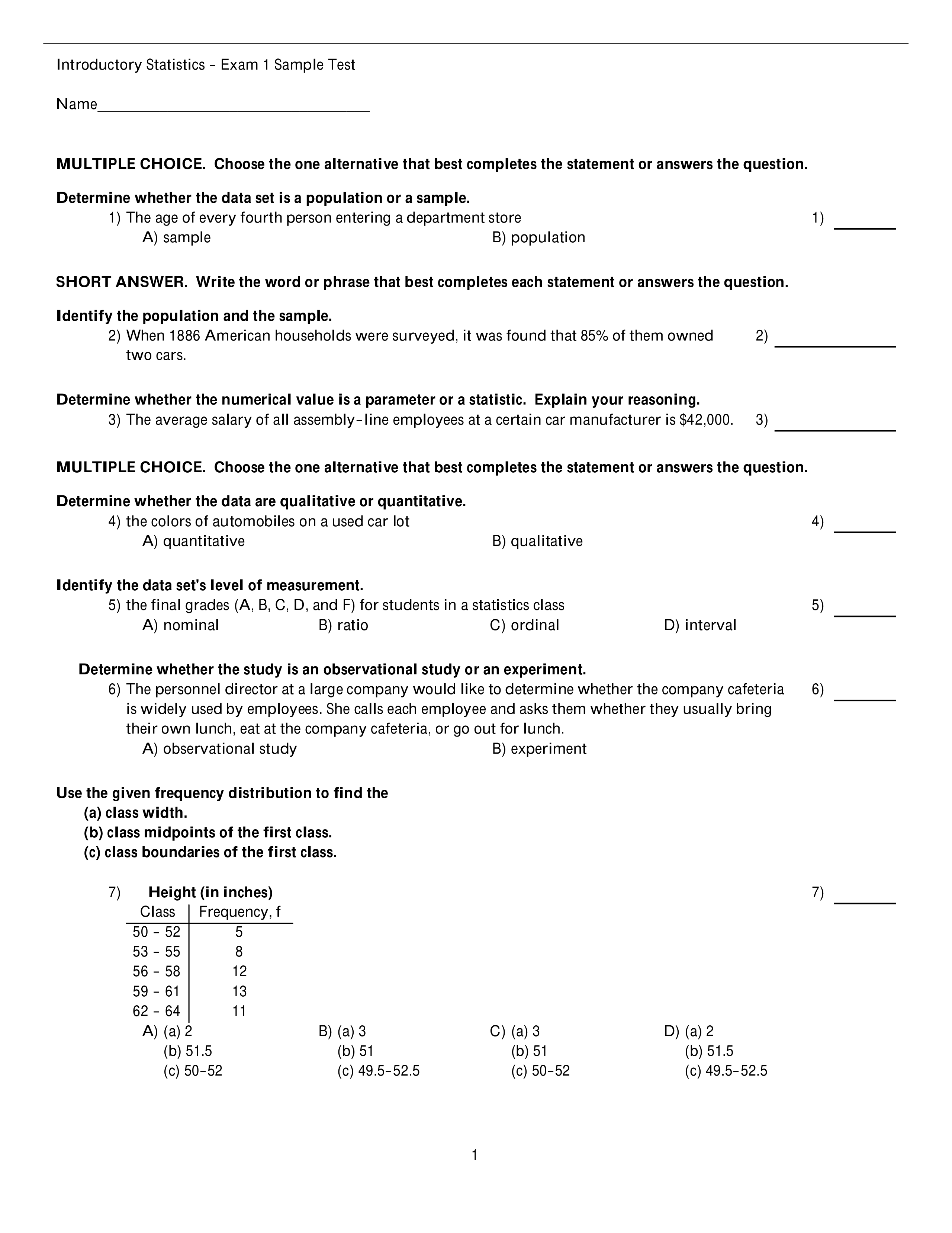 Mth 107 Intro Stats Exam 1 Sample Test_d3uawdectiw_page1