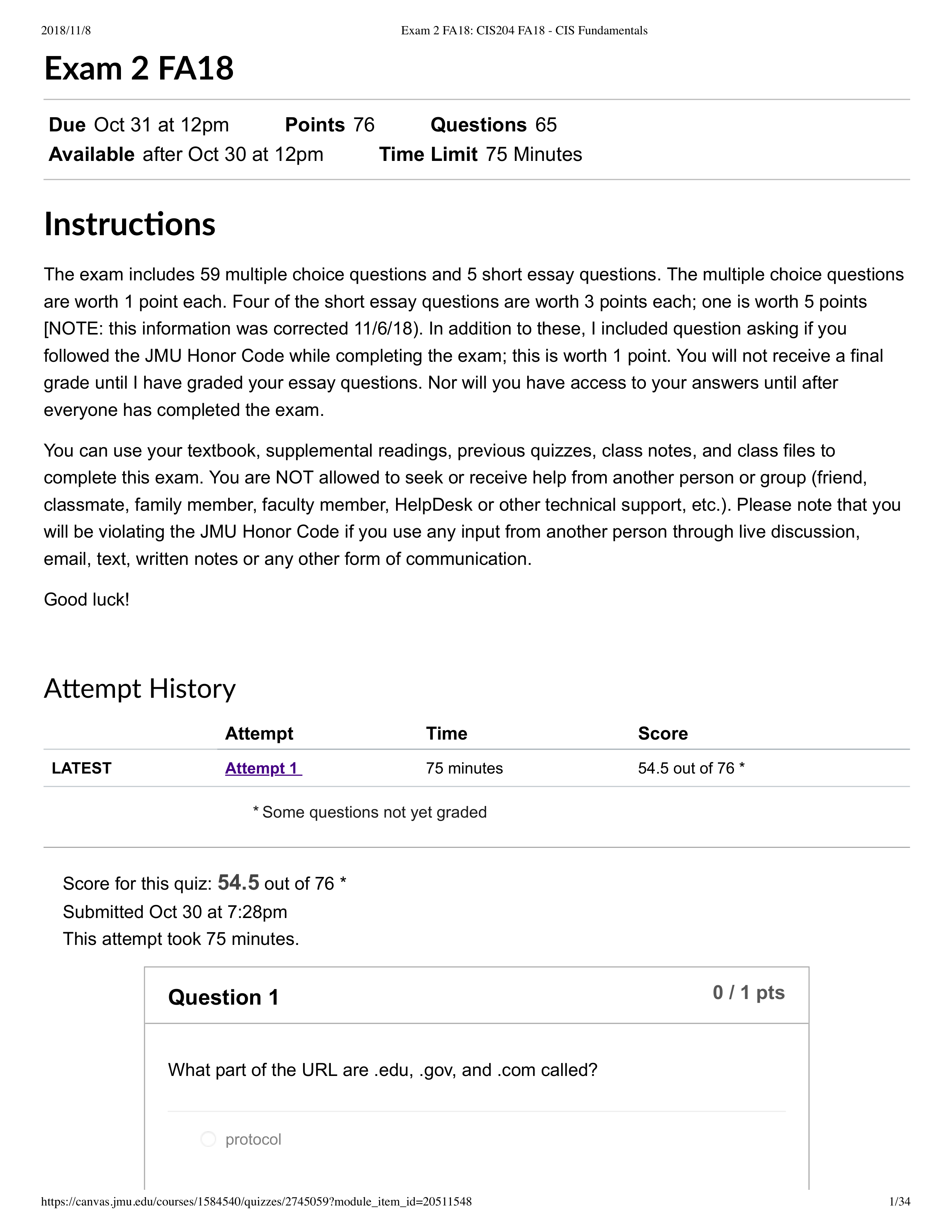 Exam 2 FA18_ CIS204 FA18 - CIS Fundamentals.pdf_d45bea4jhn4_page1