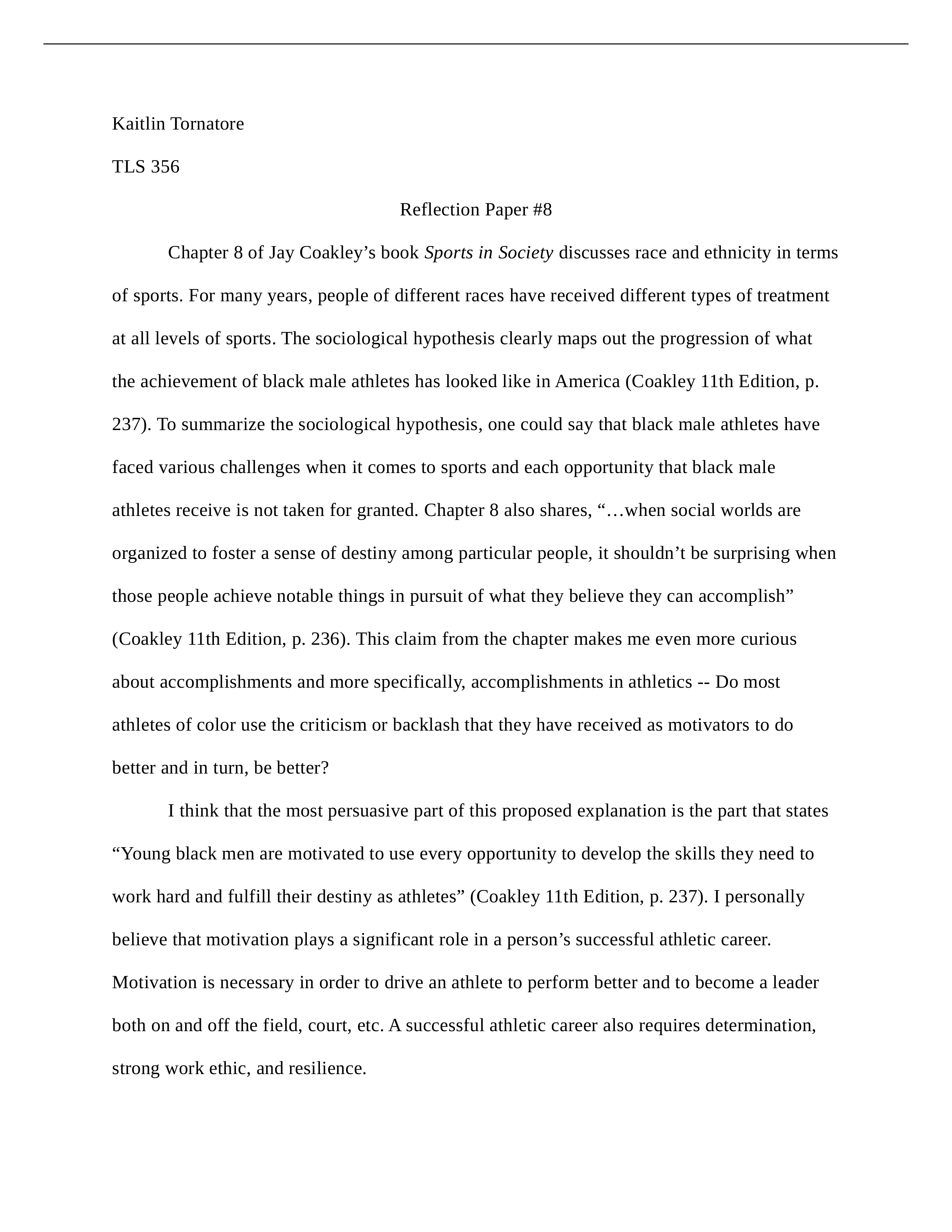 Kaitlin Tornatore TLS 356 Reflection Paper #8.docx_d497z309pao_page1