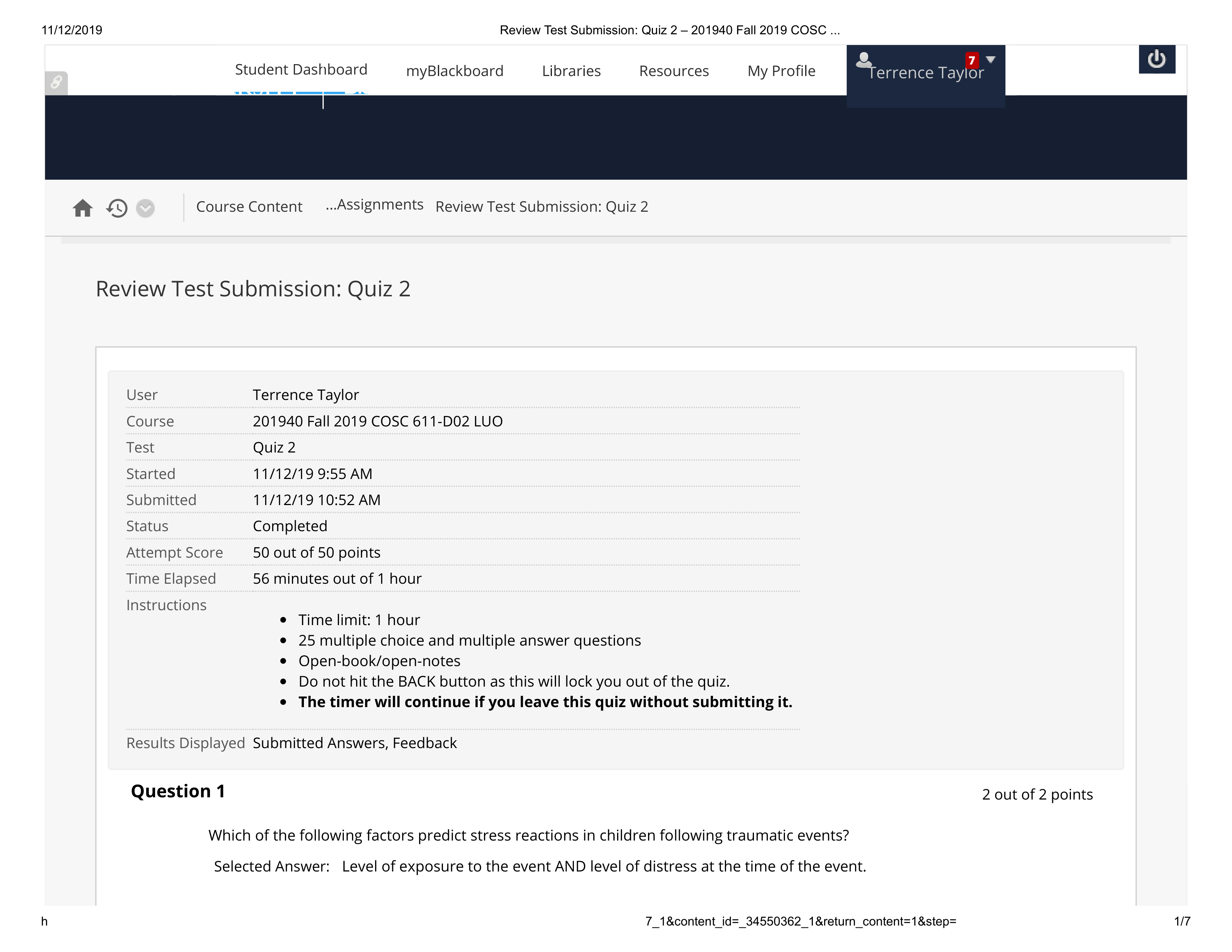 Review Test Submission_ Quiz 2 - 201940 Fall 2019 COSC .._.pdf_d4bg5hjde8i_page1