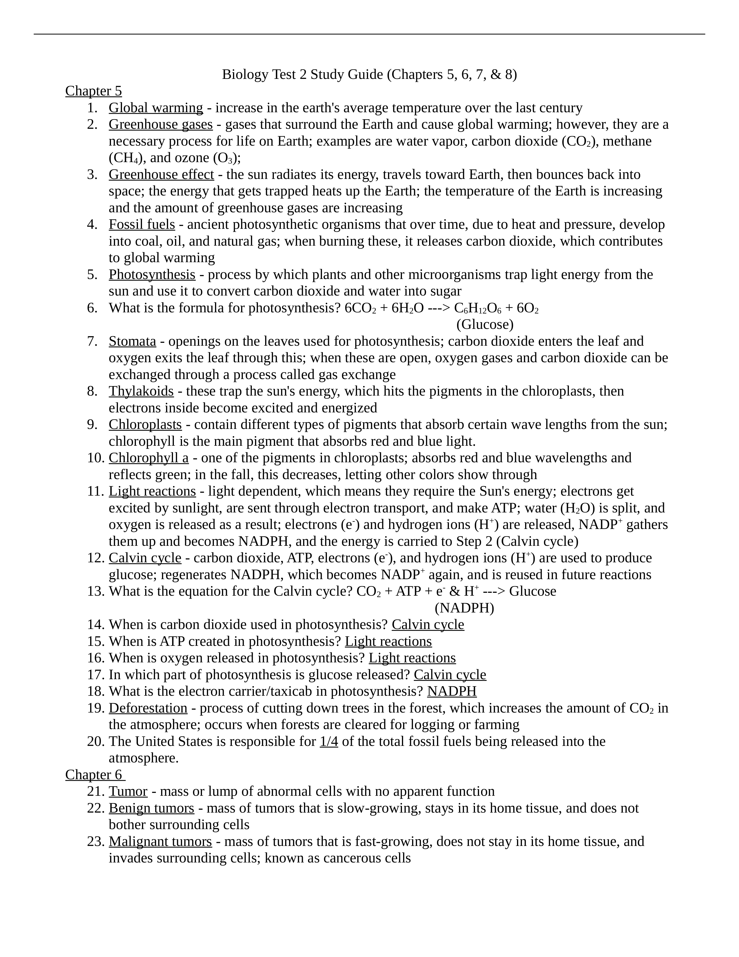 Biology Test 2 (Chapters 5, 6, 7, & 8) Study Guide_d4gqhmg6t1a_page1