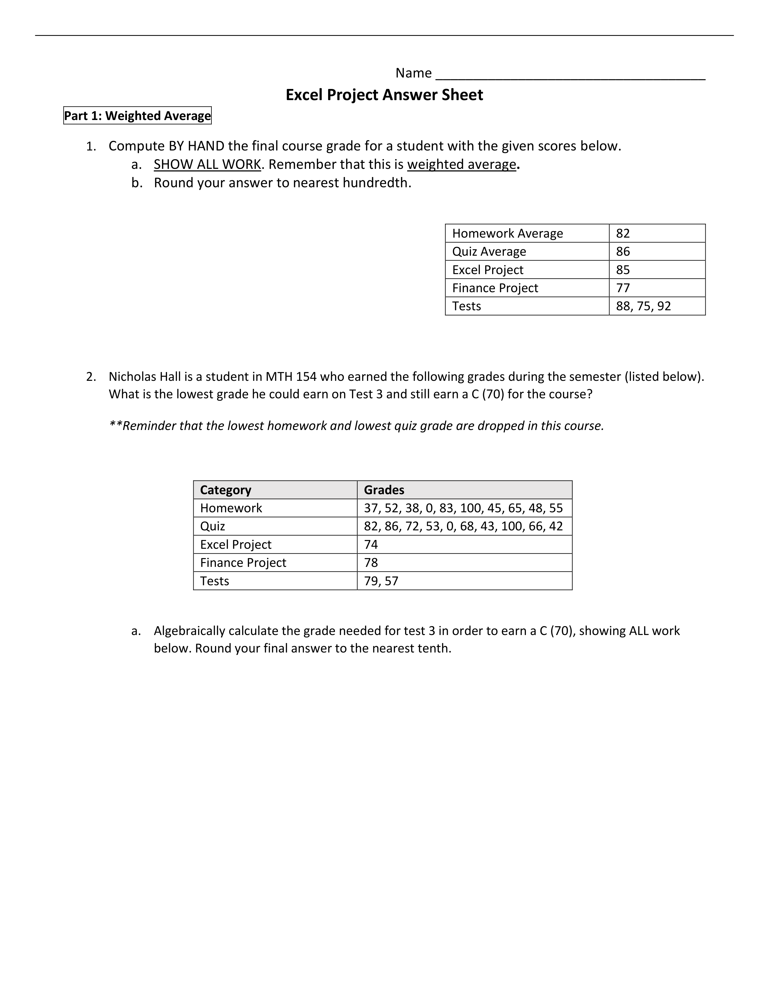 Excel Project Answer Sheet -Fall 2022.pdf_d5kpbv45o4d_page1