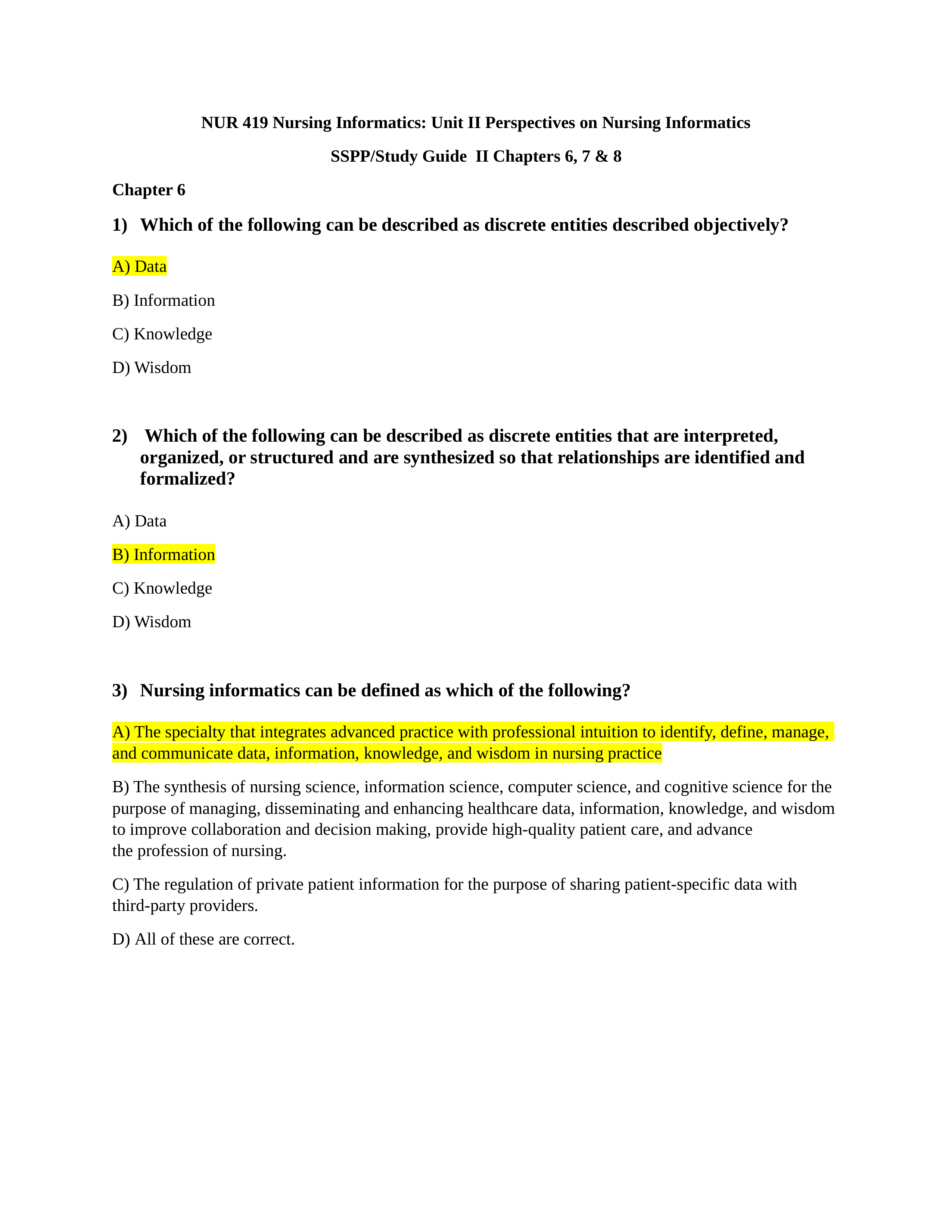 NUR 419 Nursing Informatics Unit II SSPP Study Guide F19.docx_d62xwcb5bo0_page1