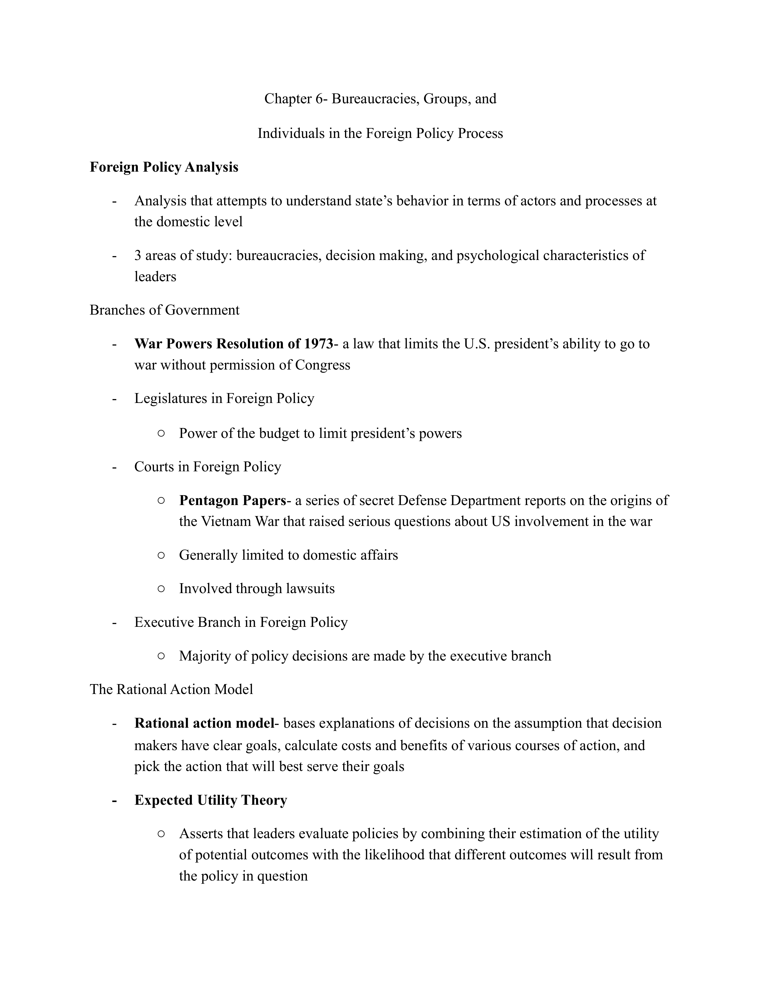 Bureaucracies, Groups, and  Individuals in the Foreign Policy Process Notes_d673vd7eami_page1