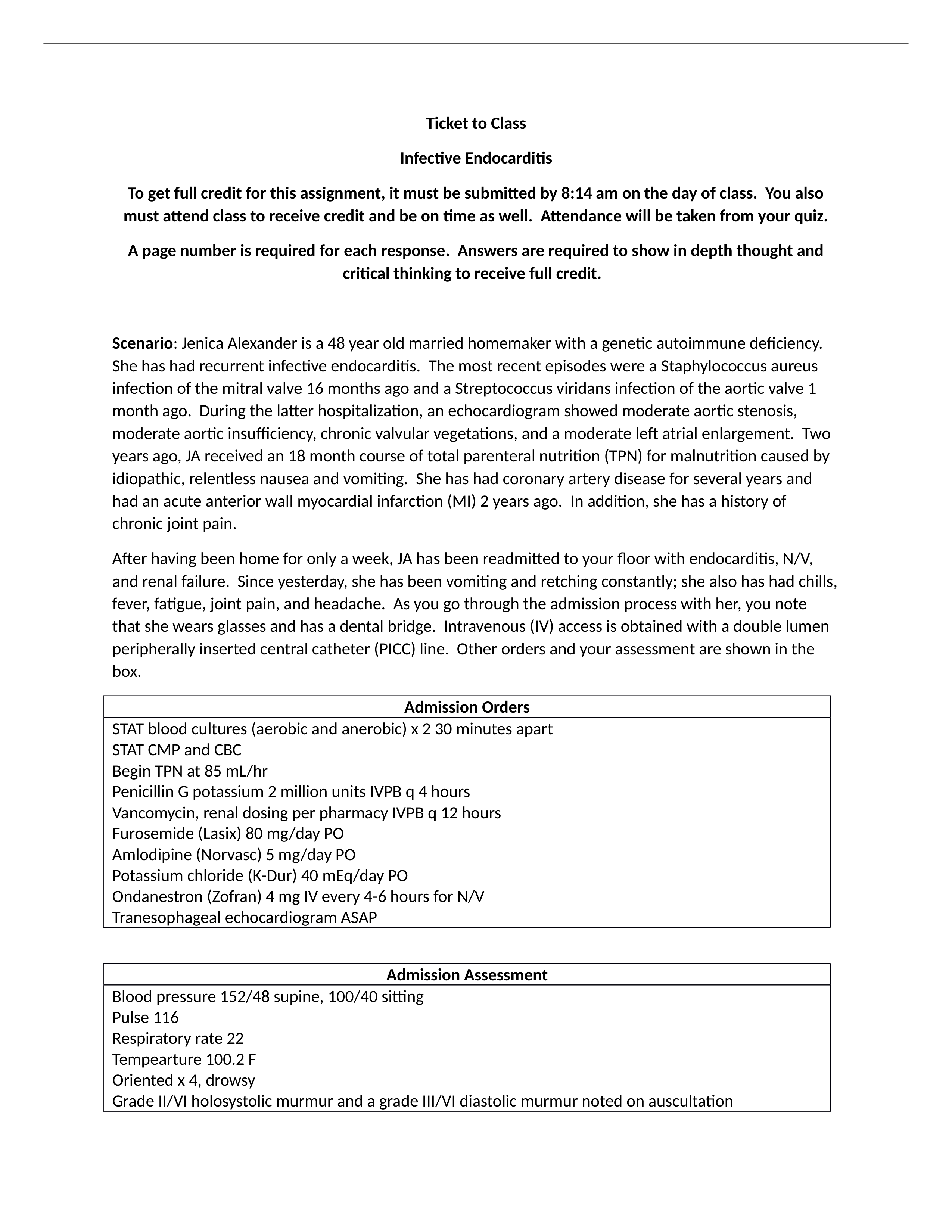 Ticket to Class Infective Endocarditis-1.docx_d6lenc4kjhq_page1