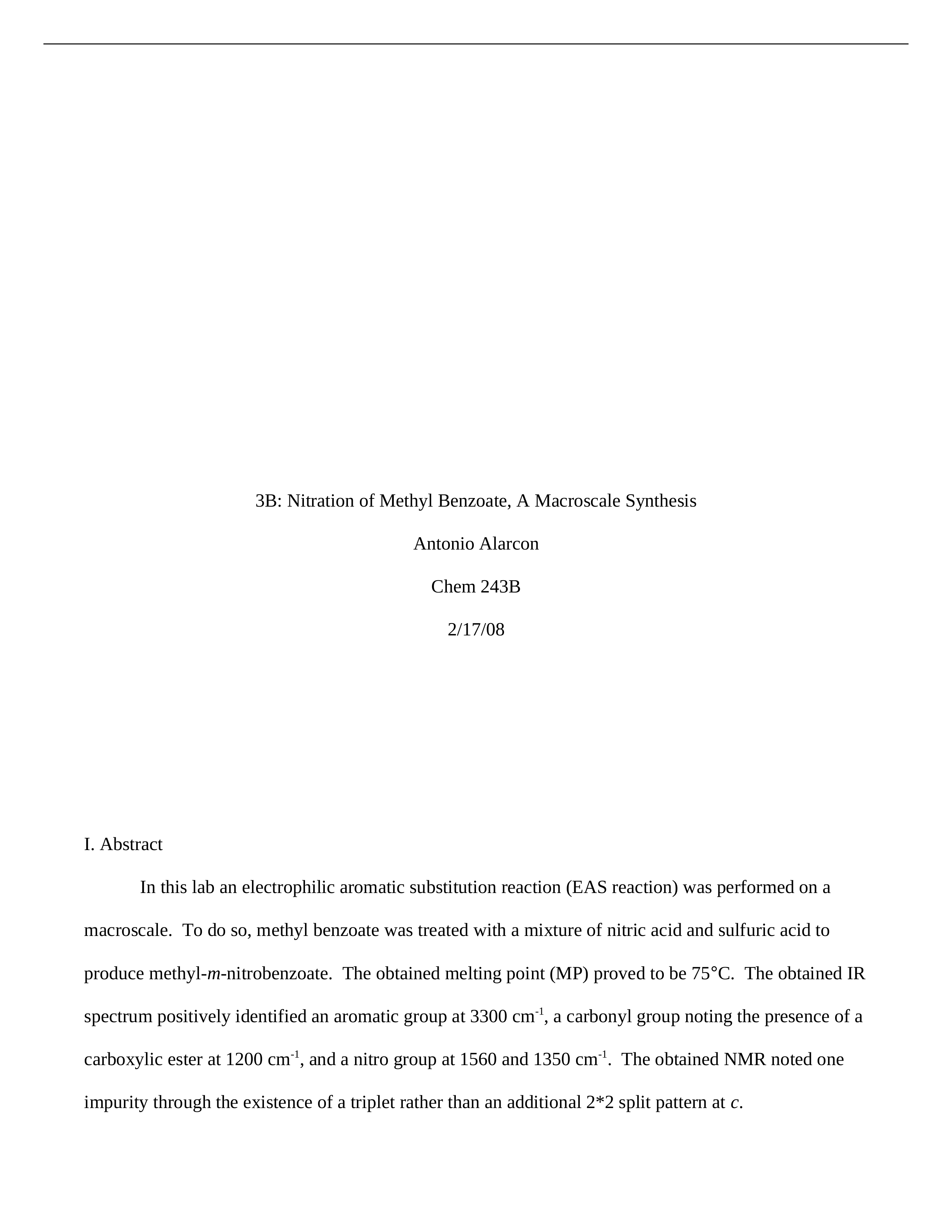 Chem 243b - Nitration of Methyl Benzoate, A Macroscale Synthesis_d6outz7jqht_page1