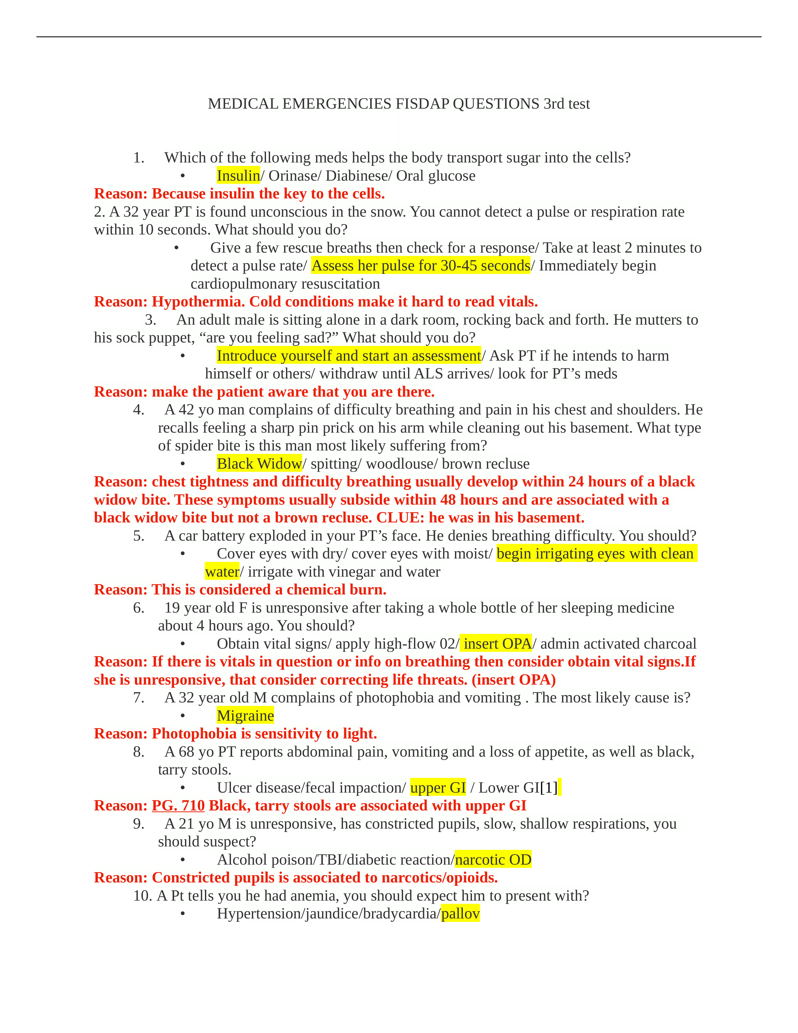 MEDICAL EMERGENCIES FISDAP QUESTIONS 3rd test.docx_d6zv2jokq5f_page1