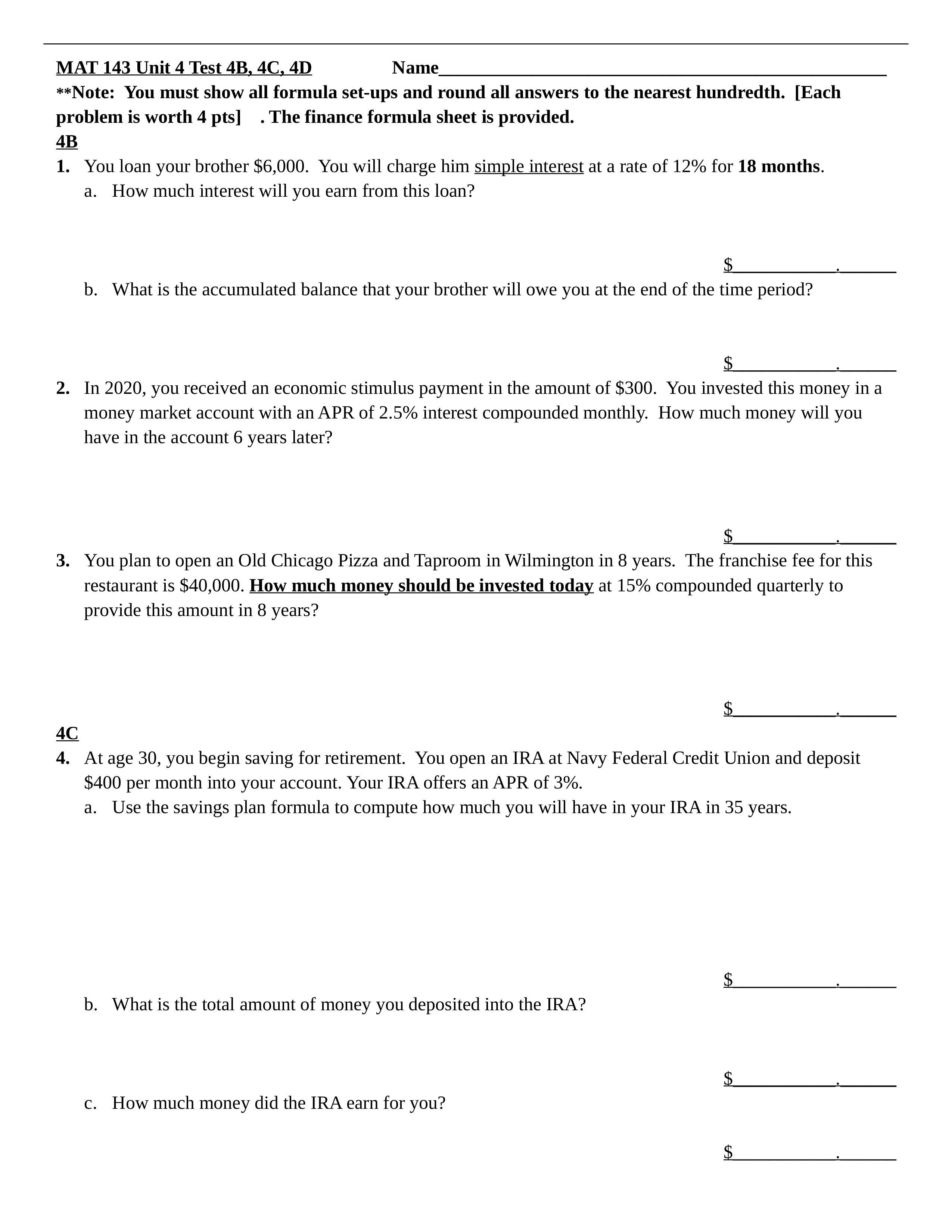 MAT 143 Unit 4 Test  F2021.docx_d74hjxqju92_page1