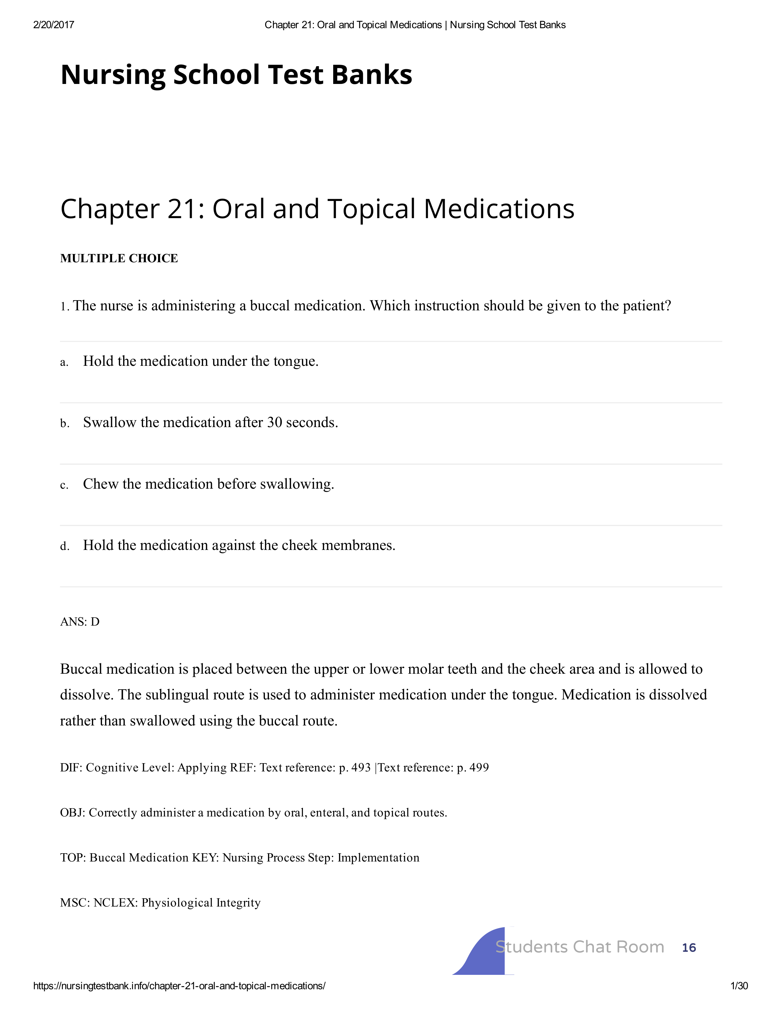 Chapter 21_ Oral and Topical Medications _ Nursing School Test Banks_d74qukheuny_page1