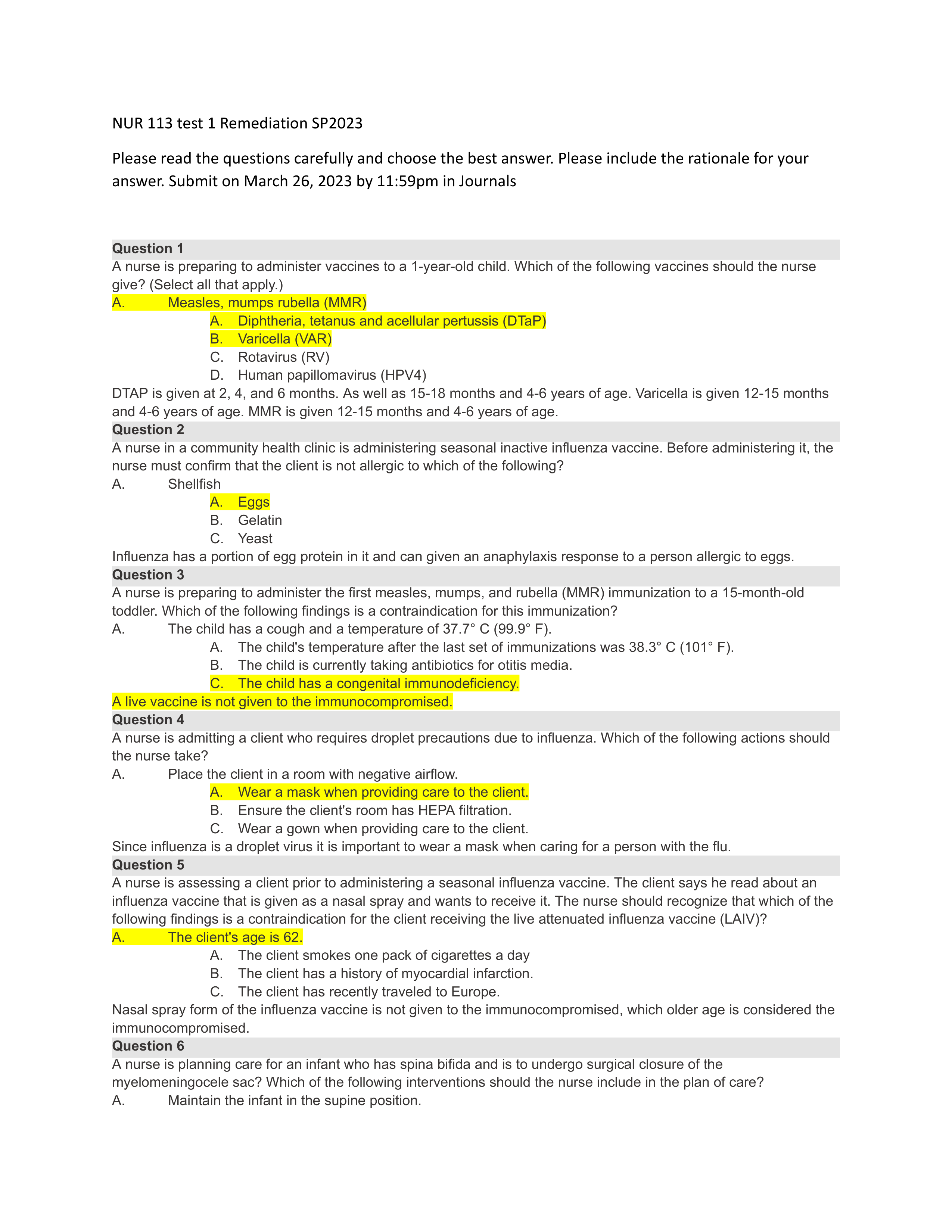 NUR 113 test 1 Remediation SP2023- A'Promise Slade.pdf_d781a53loyb_page1