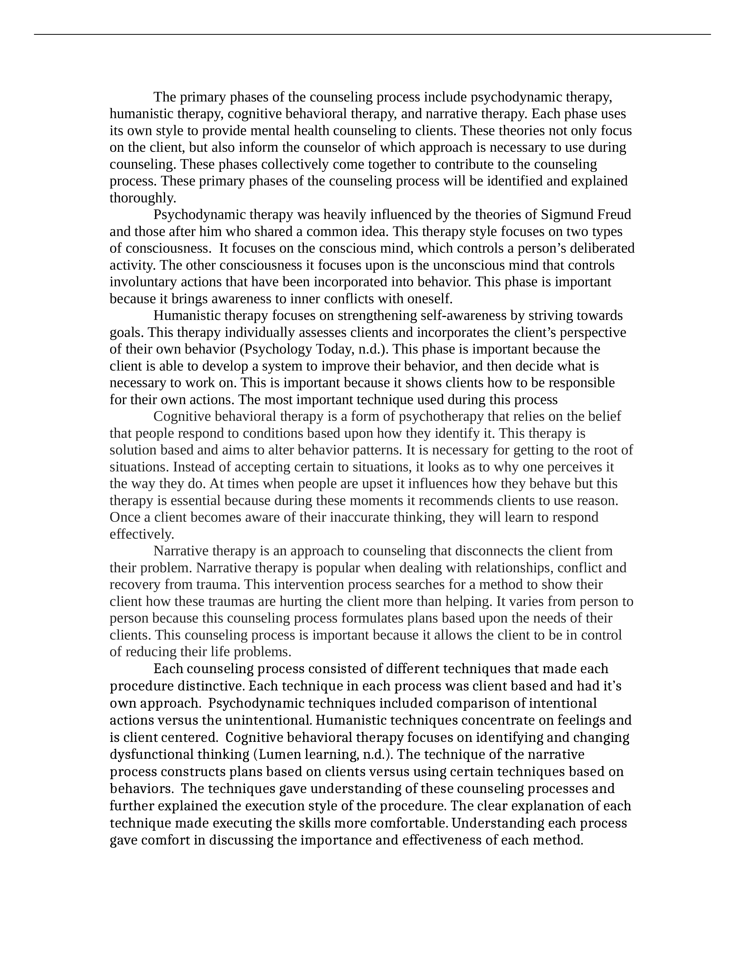 The primary phases of the counseling process include psychodynamic therapy.docx_d7ckfsdi1ug_page1