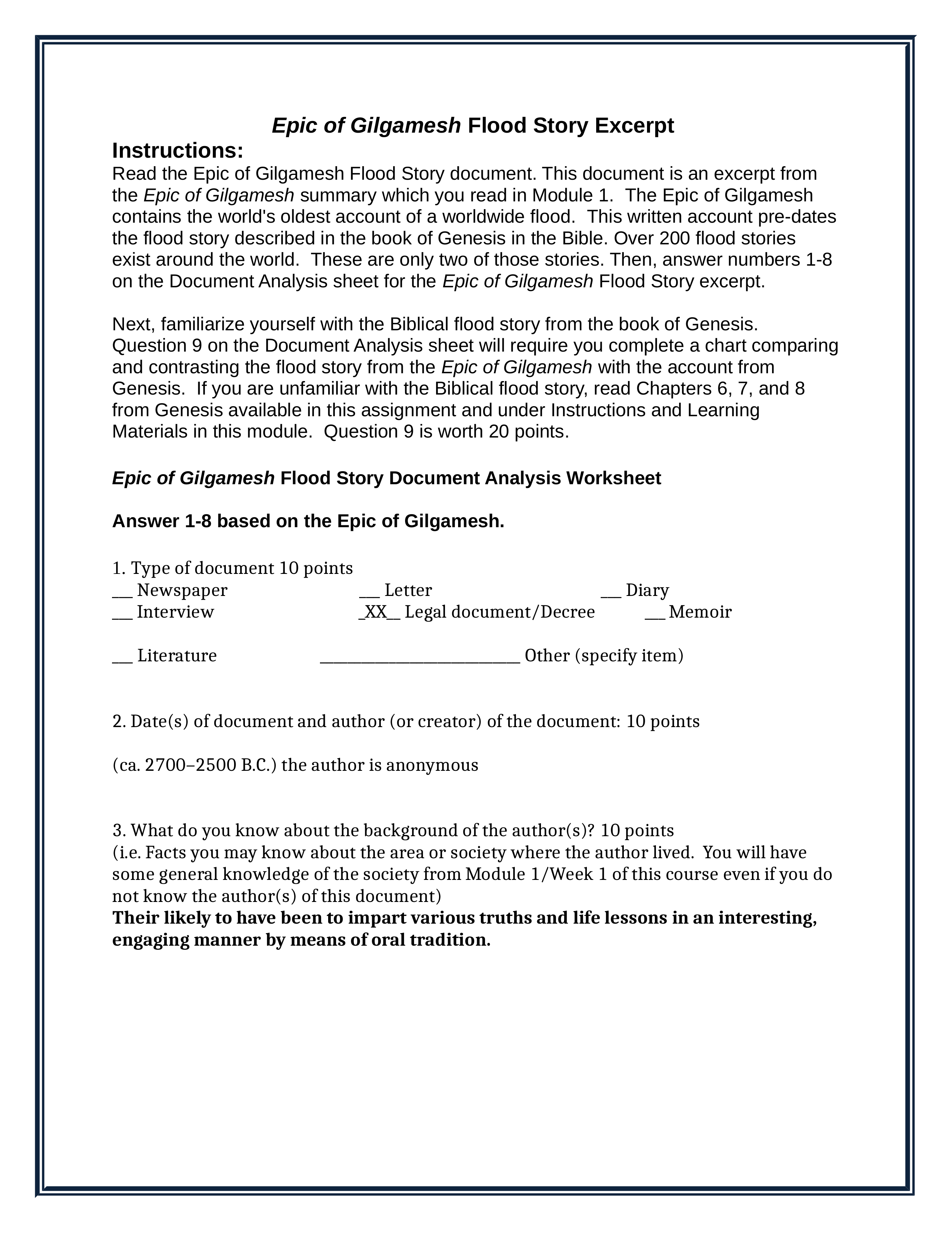 Epic of Gilgamesh Flood Story Document Analysis 2020.docx_d7h9981g9ob_page1