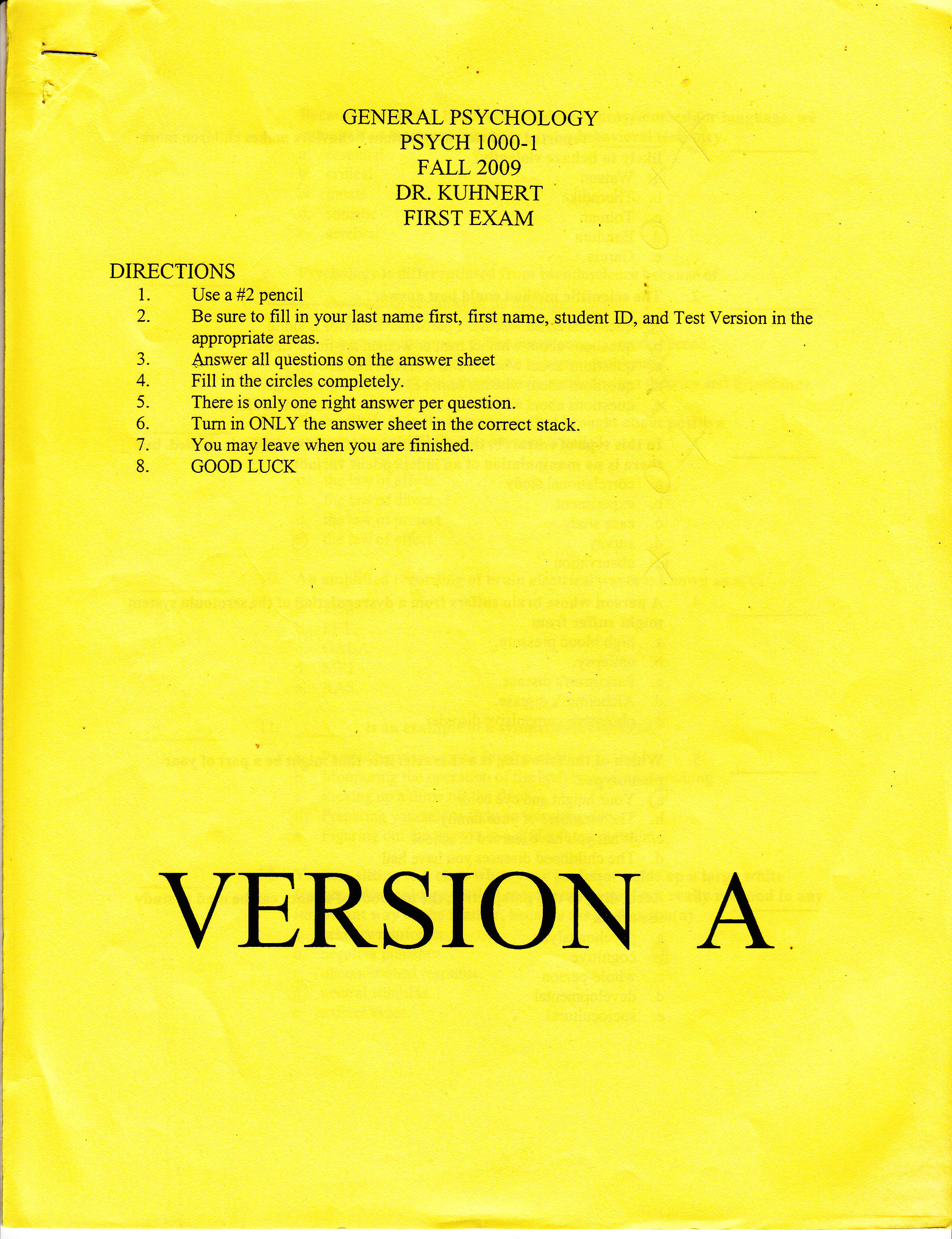 genreal Psych 1000-1 exam 1 Dr. Kuhnert fall 2009_d7w5xc9tf7r_page1