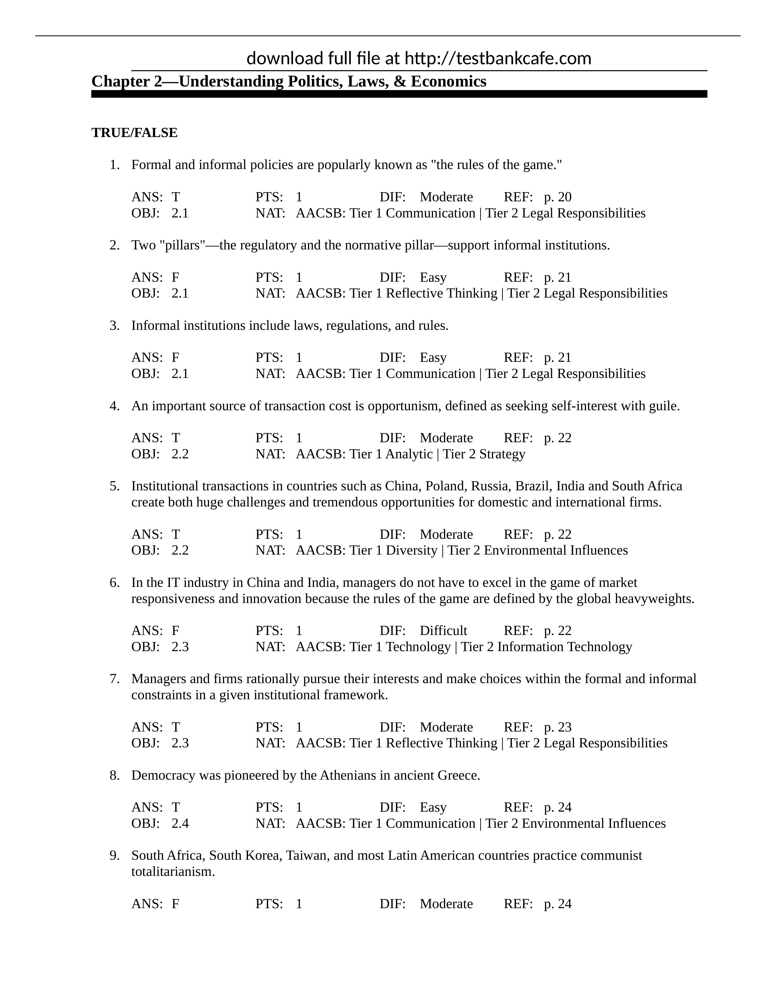 Test Bank for GLOBAL 2nd Edition Mike Peng_d82sgymo4lp_page1