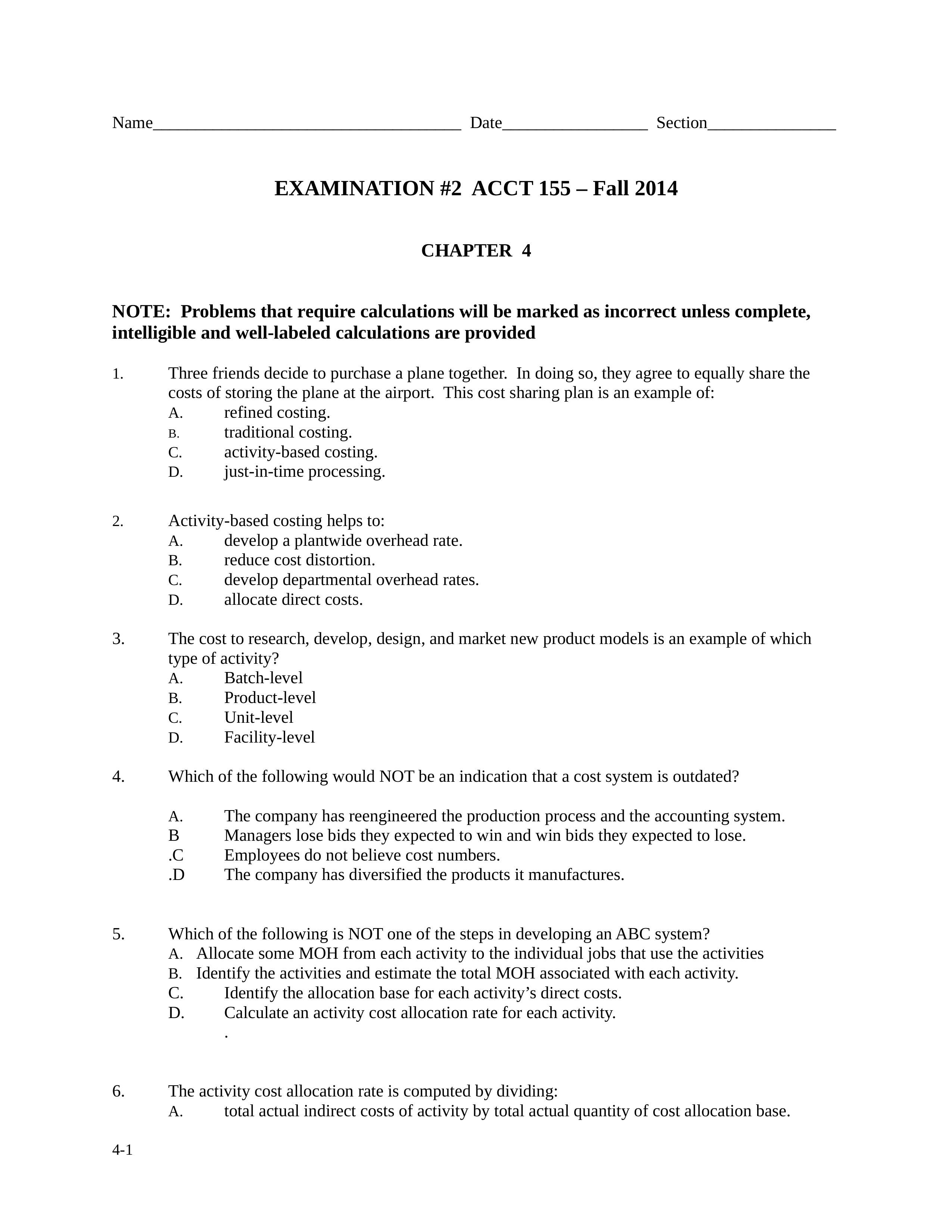 Exam #2 ACC 155 Fall 2014 Alternative_d8g2ak4kt2y_page1