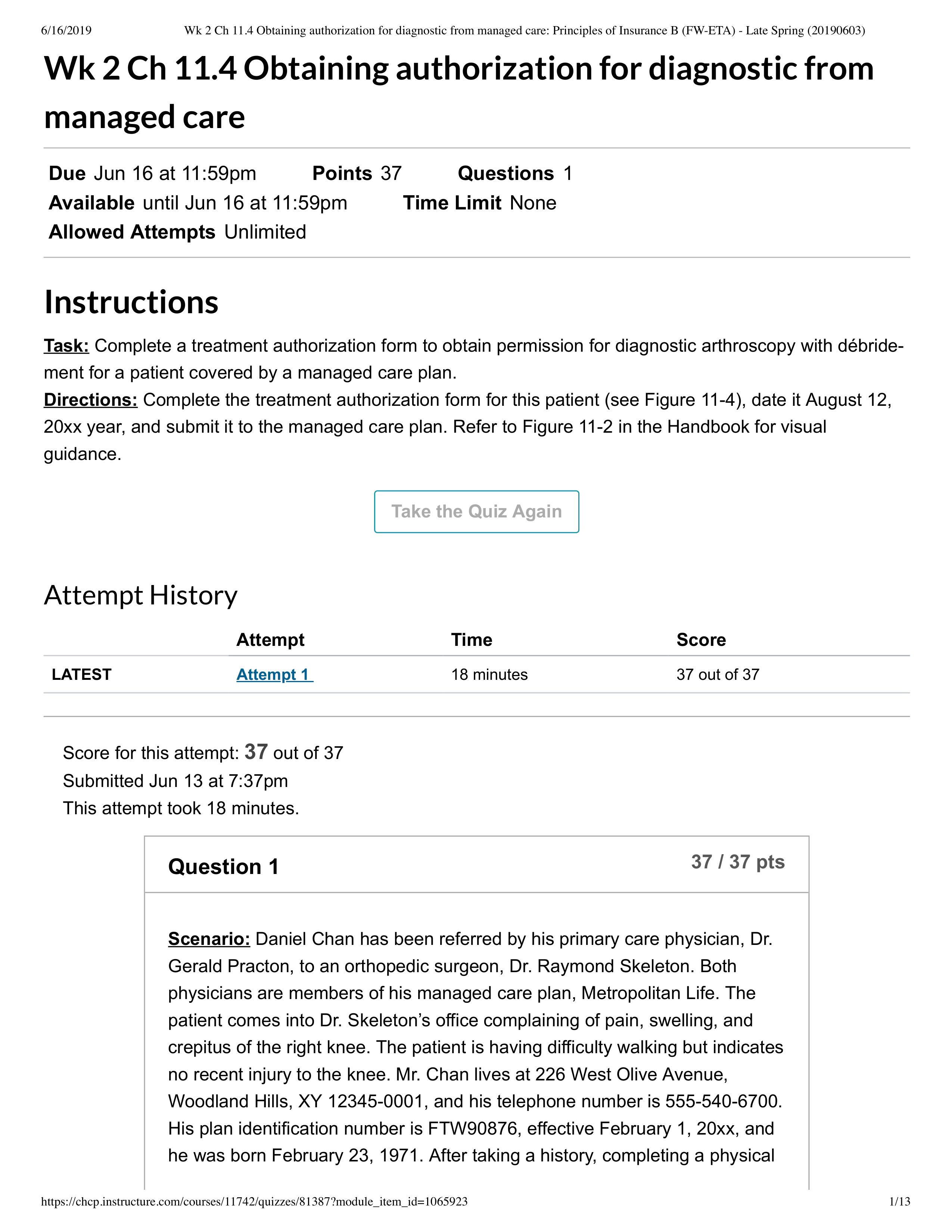 Wk 2 Ch 11.4 Obtaining authorization for diagnostic from managed care_ Principles of Insurance B (FW_d924c1t6ifl_page1