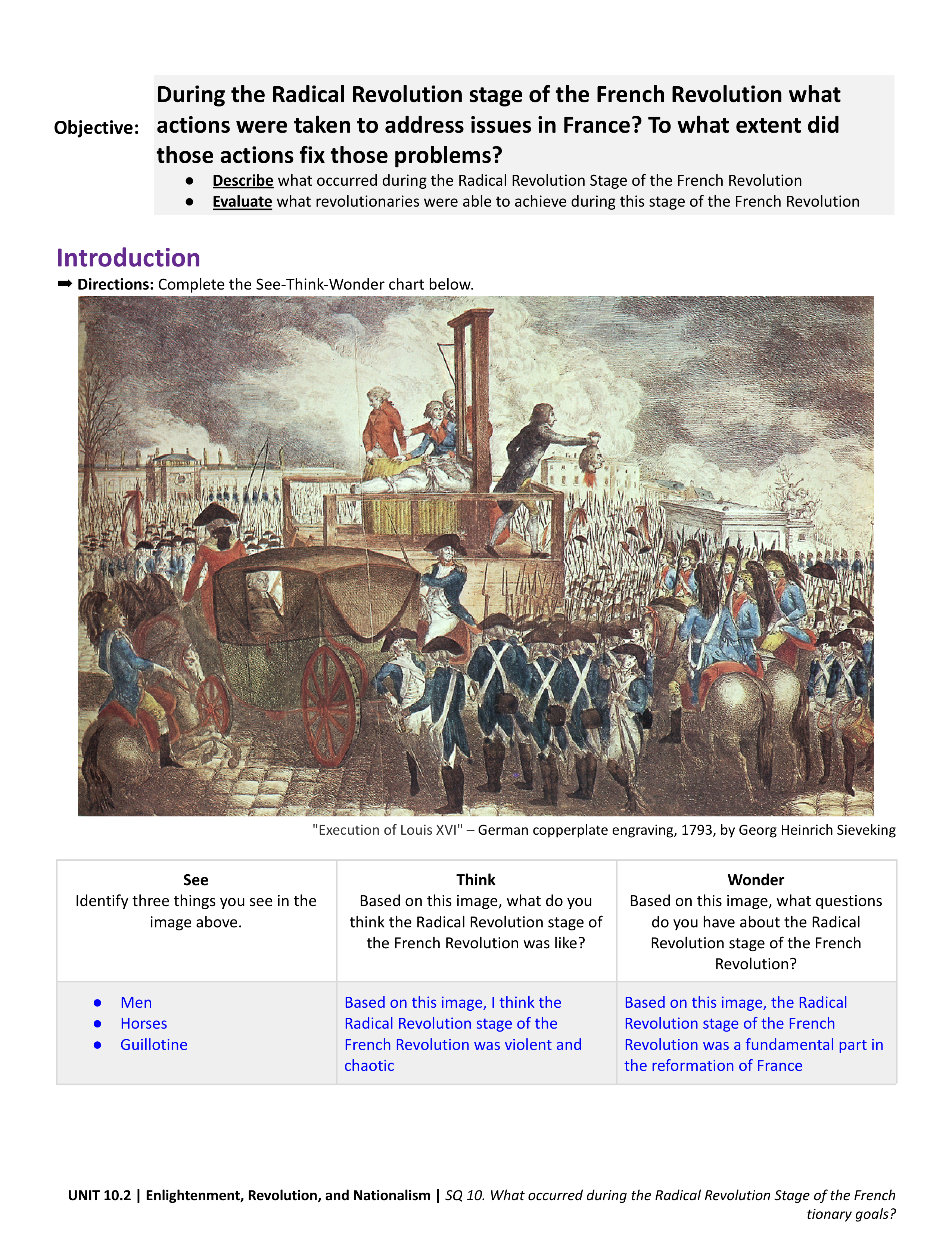 SQ 9. What occurred during the Radical Revolution Stage of the French Revolution_ To what extent did_d97pqe3e400_page1