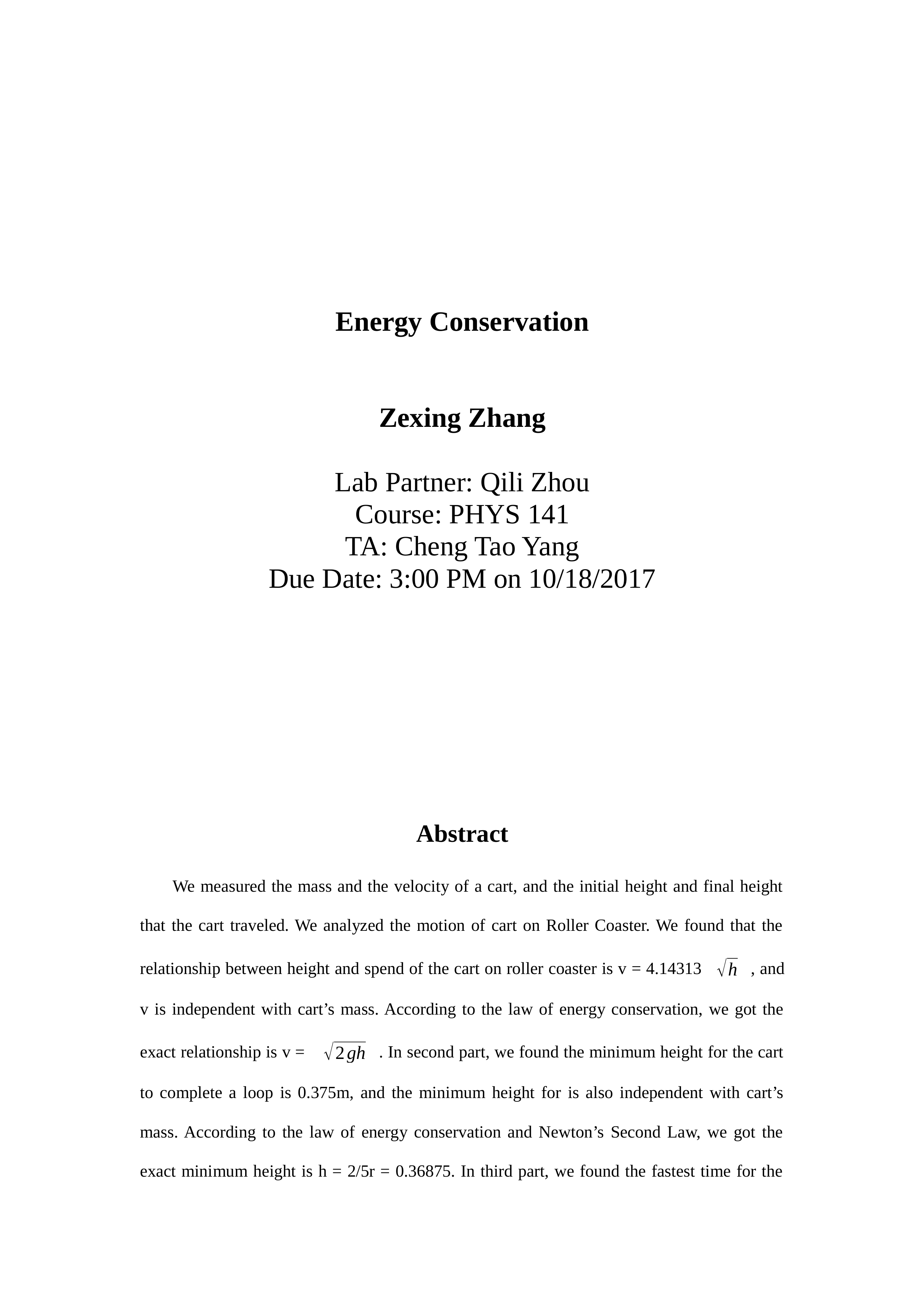 PHYS 141 Energy Conservation lab report.docx_dajyi3aij9j_page1