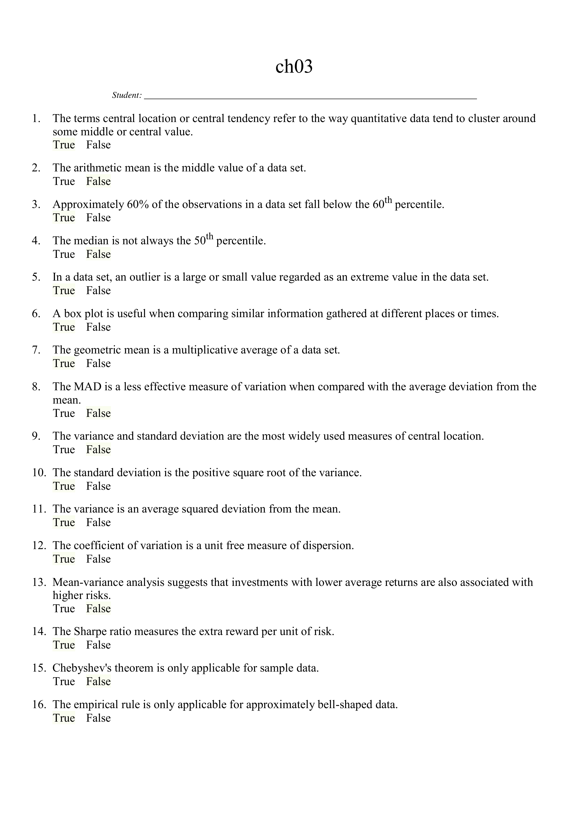 Analytical Methods for Business, Completed Text Exam, Chapter 03 test_dalwvor917p_page1