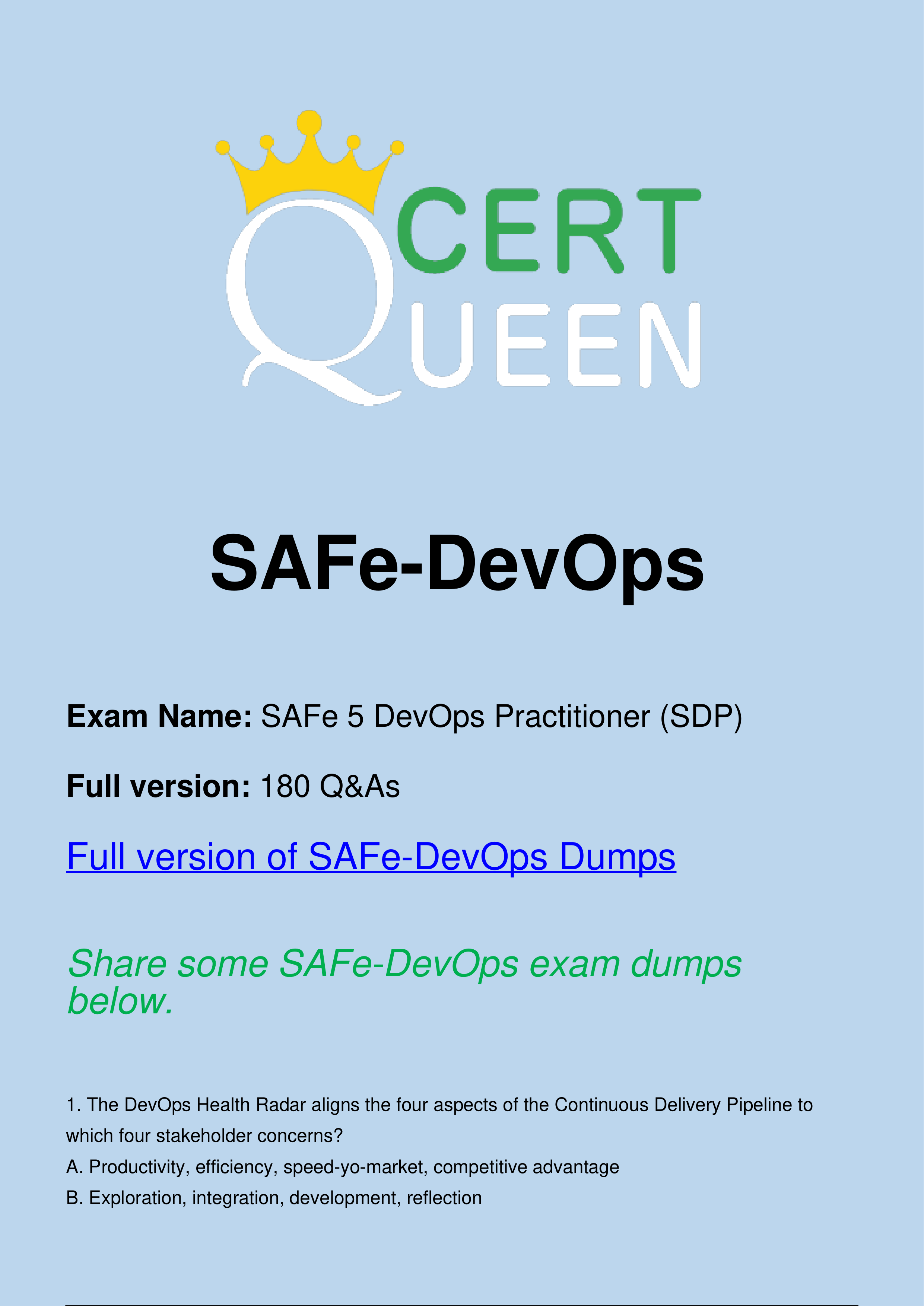 SAFe 5 DevOps Practitioner SAFe-DevOps Exam Dumps.pdf_dbytcbjagb2_page1