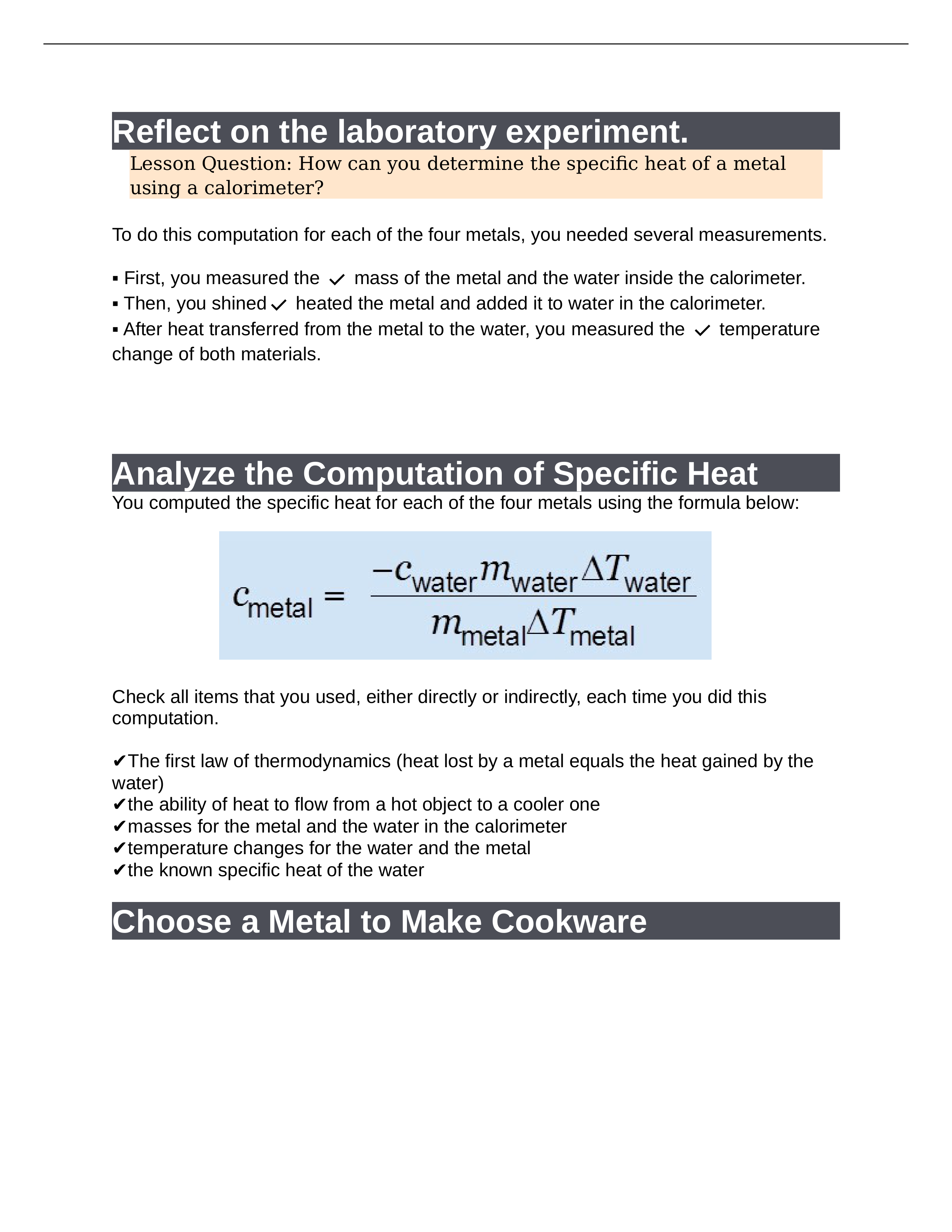 Calorimetry and Specific Heat Lab Reflection.docx_dcatua9q8ky_page1