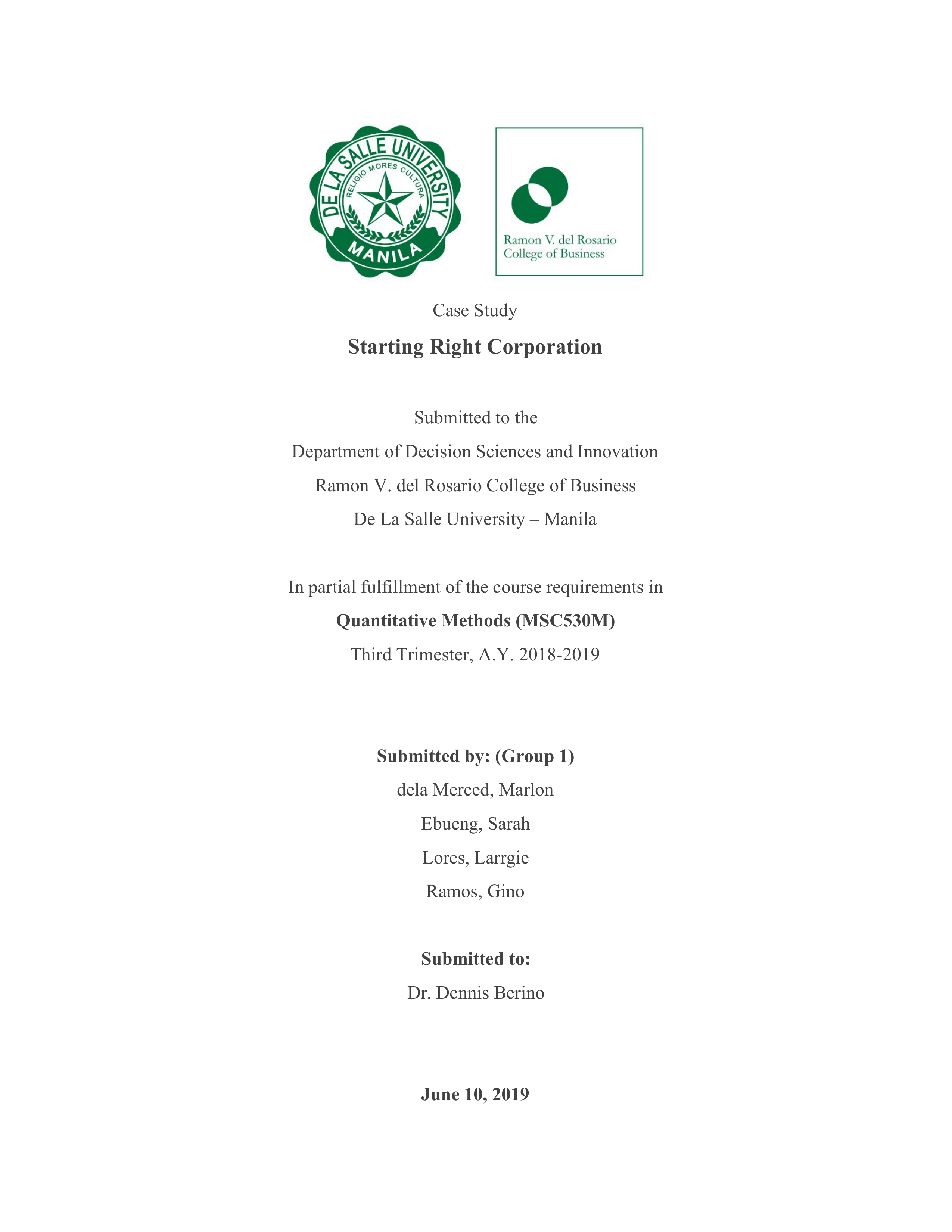 Final - Case Analysis - Starting Right Corporation.pdf_dcmoj8ejt5u_page1