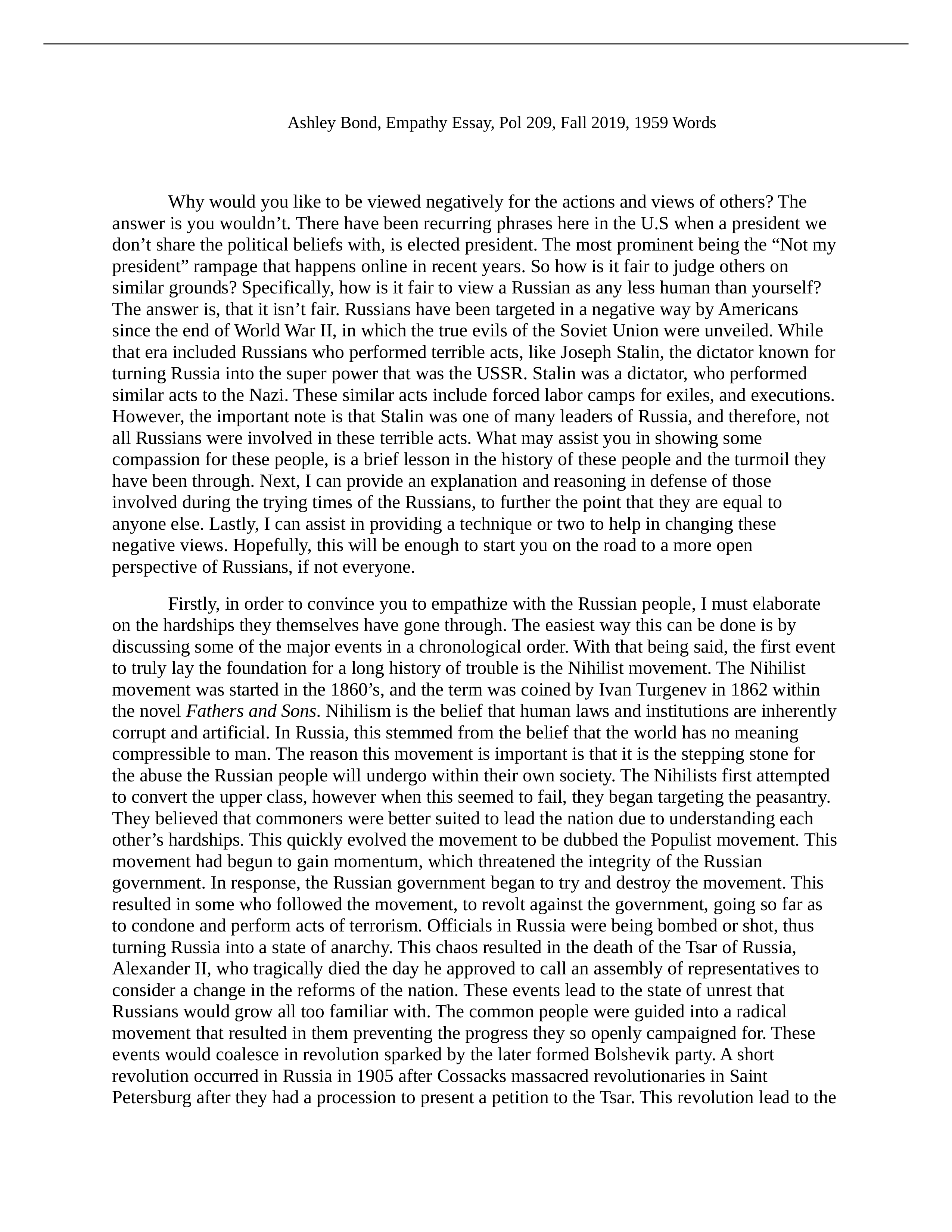 Ashley Bond POL 209 Empathy Essay.docx_dcse48gth0g_page1