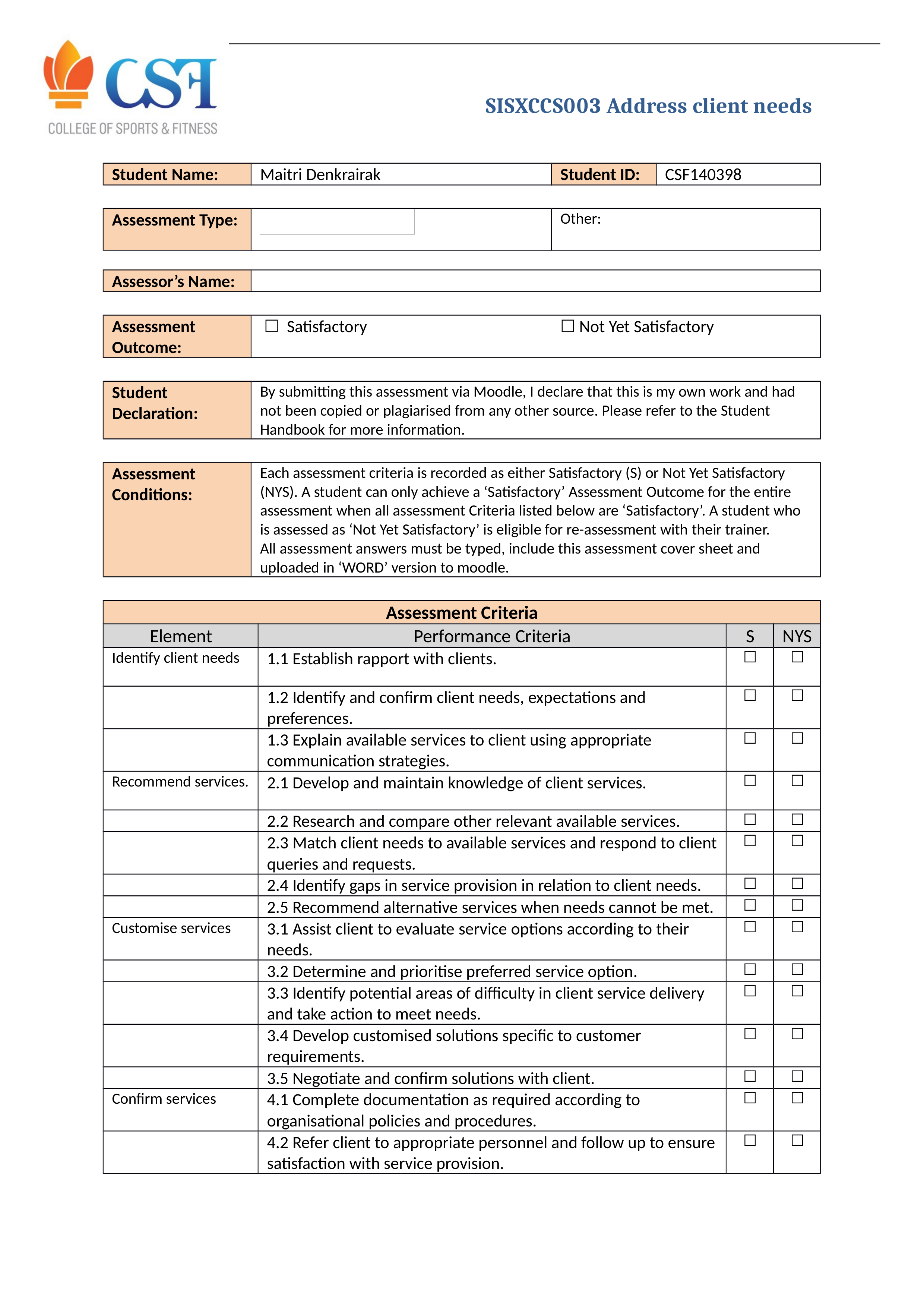 Address client needs Assignment - SISXCCS003.docx_dcv1oe2yn7s_page1