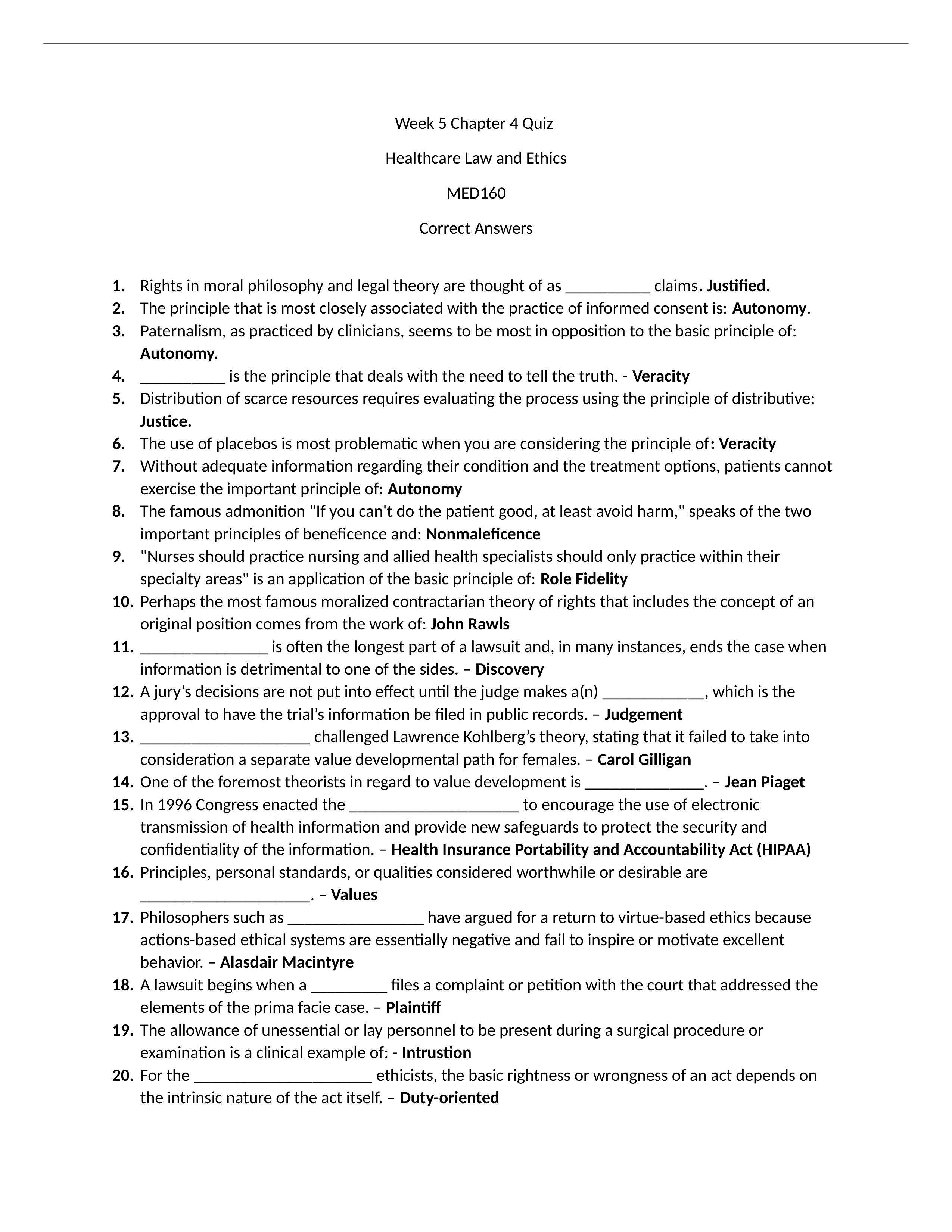 Healthcare Law and Ethics Midterm Correct Answers.docx_ddjgy0bxod9_page1