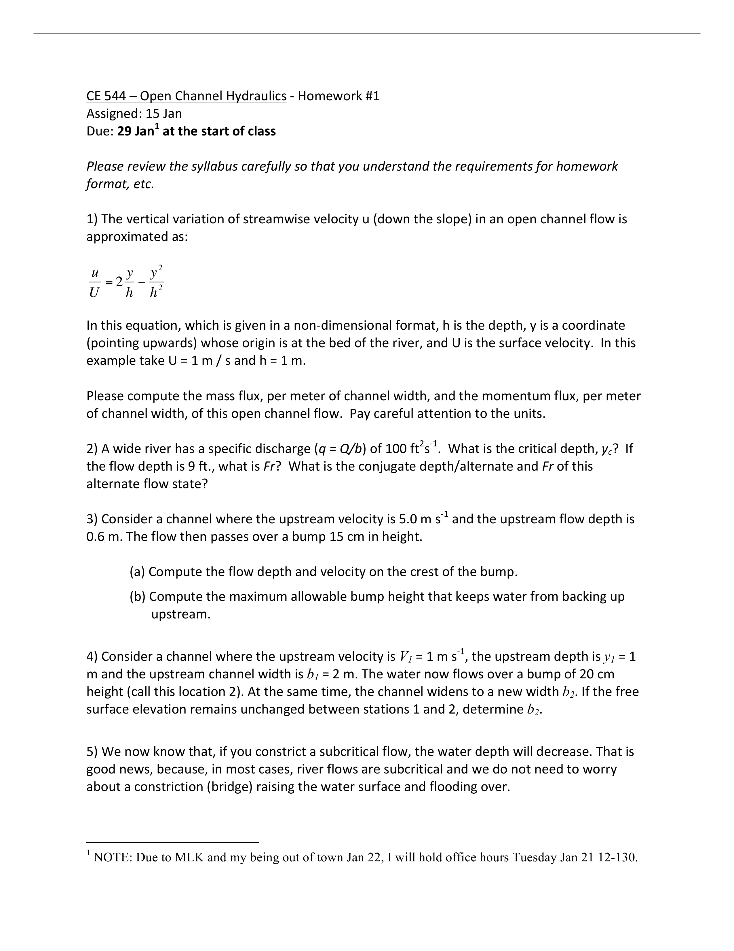 Homework 1 on Open Channel Hydraulics_ddondqsgfef_page1