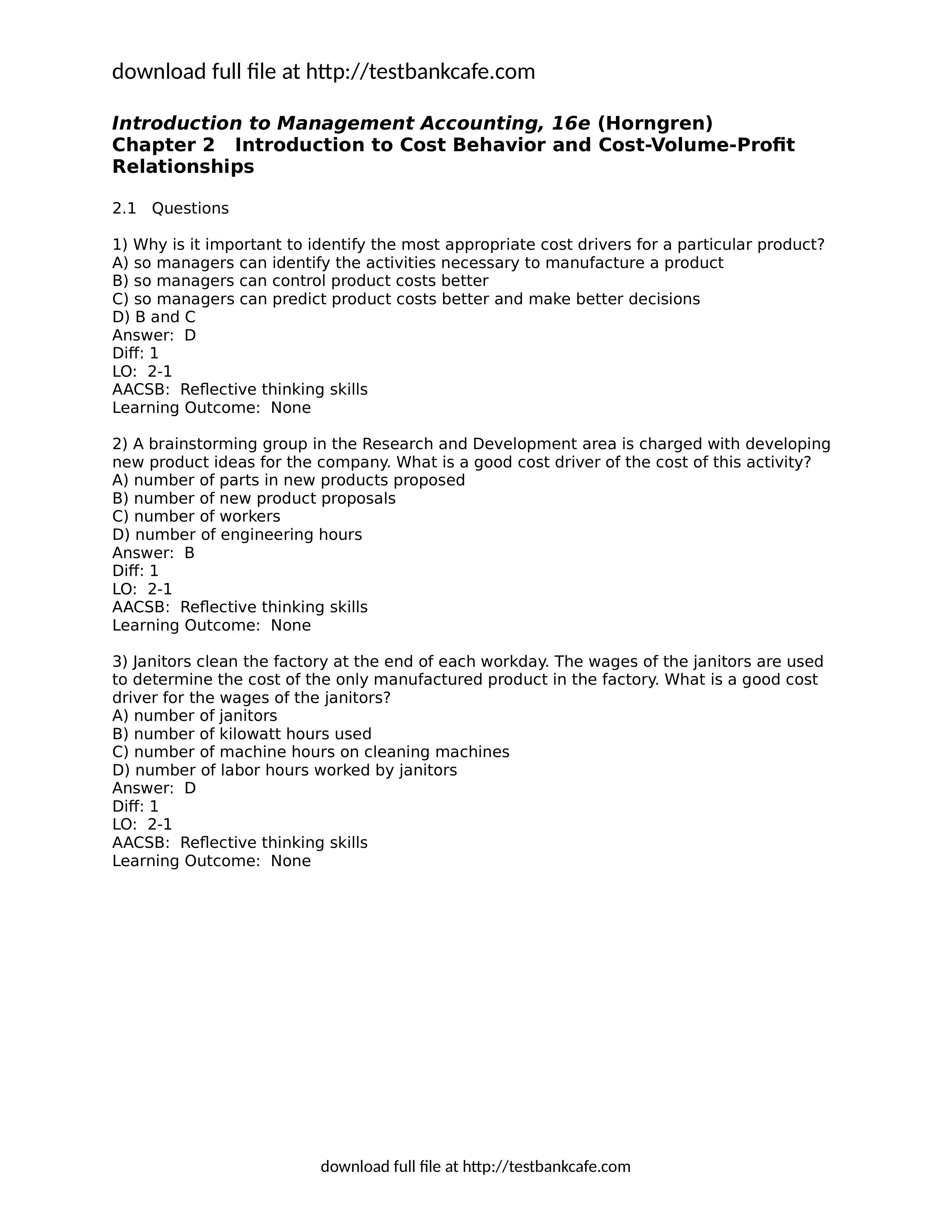 Test Bank for Introduction to Management Accounting 16th Edition Horngren_dejfek3cm5a_page1