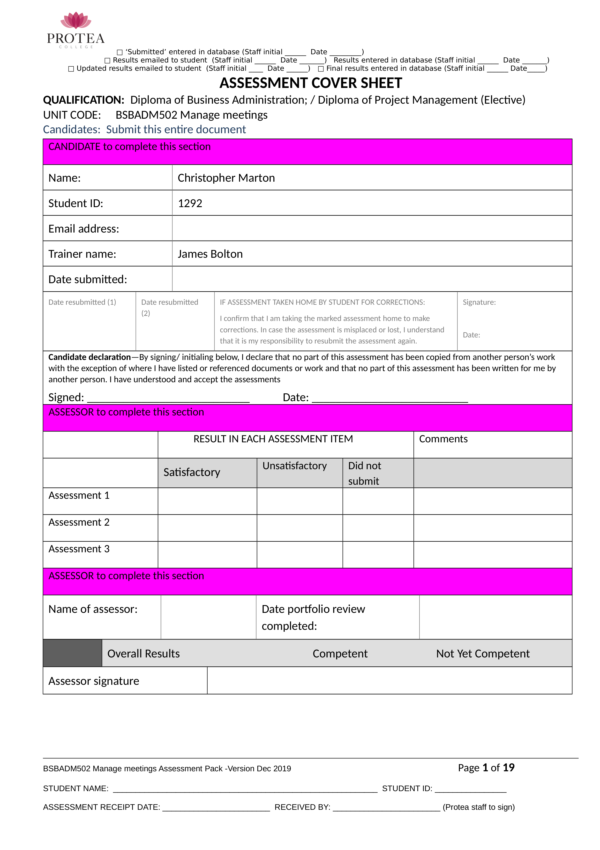 Protea BSBADM502  - Manage meetings- Assessment_Pack - vDec2019.doc_dexh726dosw_page1