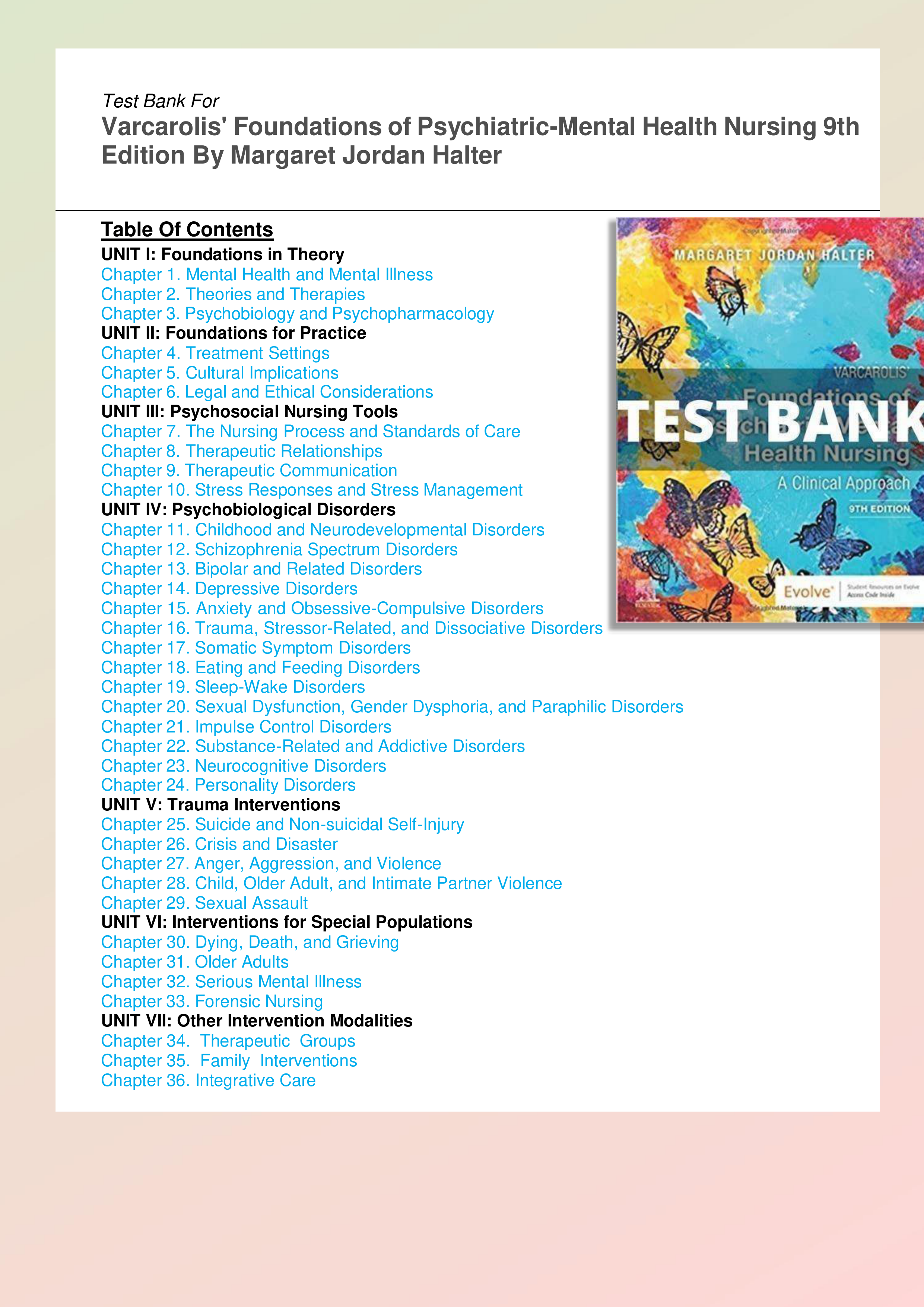 Test bank Varcarolis' Foundations of Psychiatric Mental Health Nursing 9th Edition Chapter 1.pdf_dexxdqdxbs7_page1