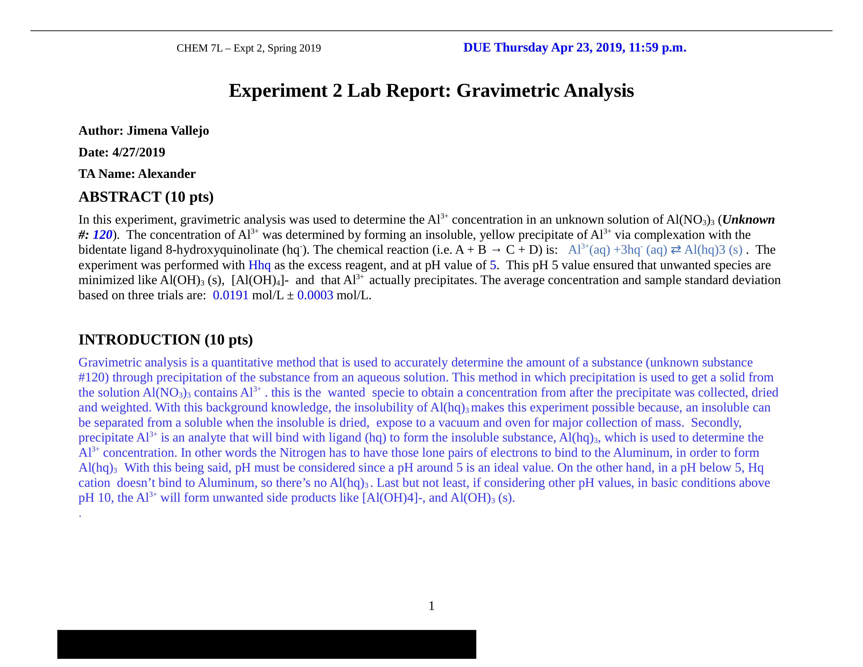 Expt 2. Gravimetric Anlaysis. Jimena Vallejo. Alexander .docx_deynxmuvn6g_page1