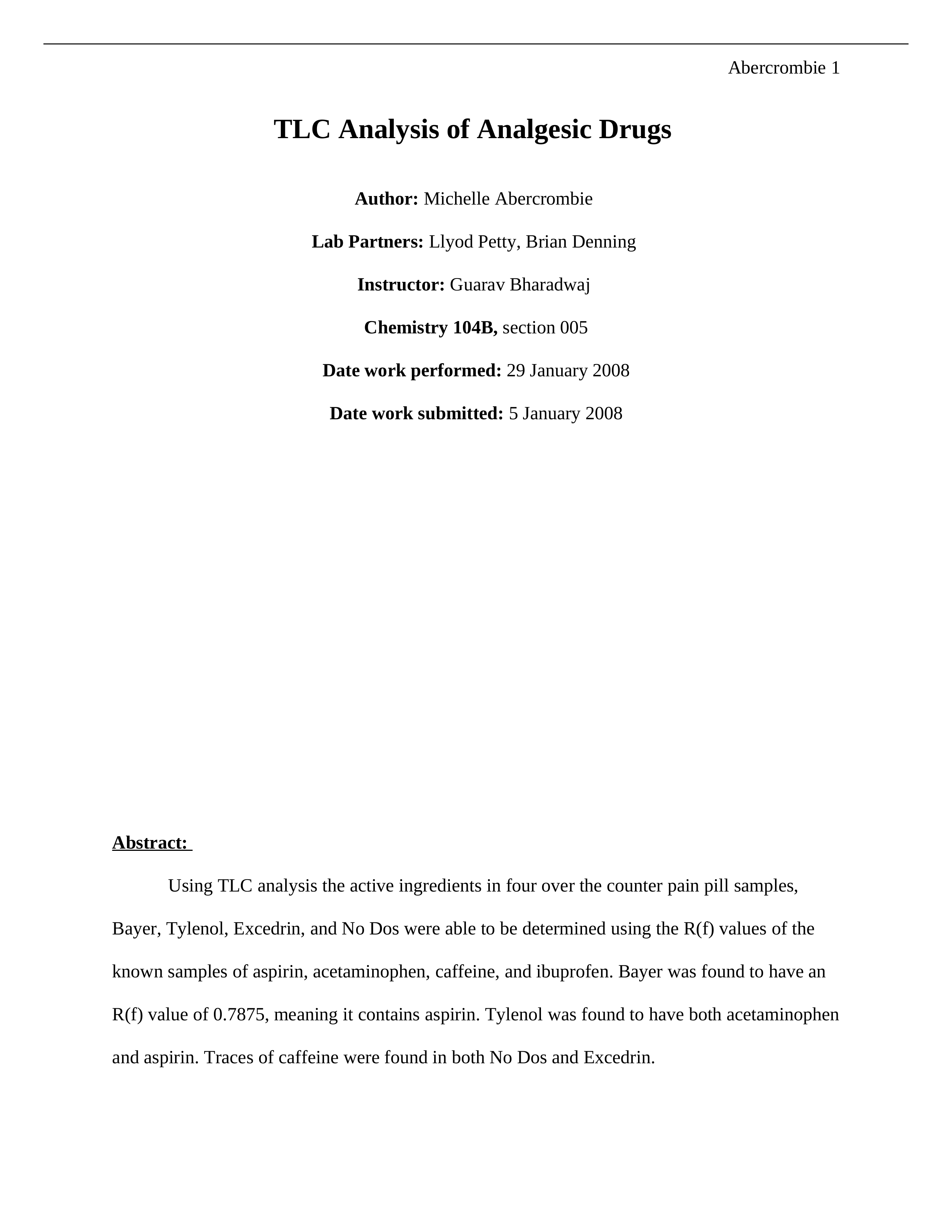 TLC Analysis of Analgesic Drugs Lab Report_dezglytn0cx_page1