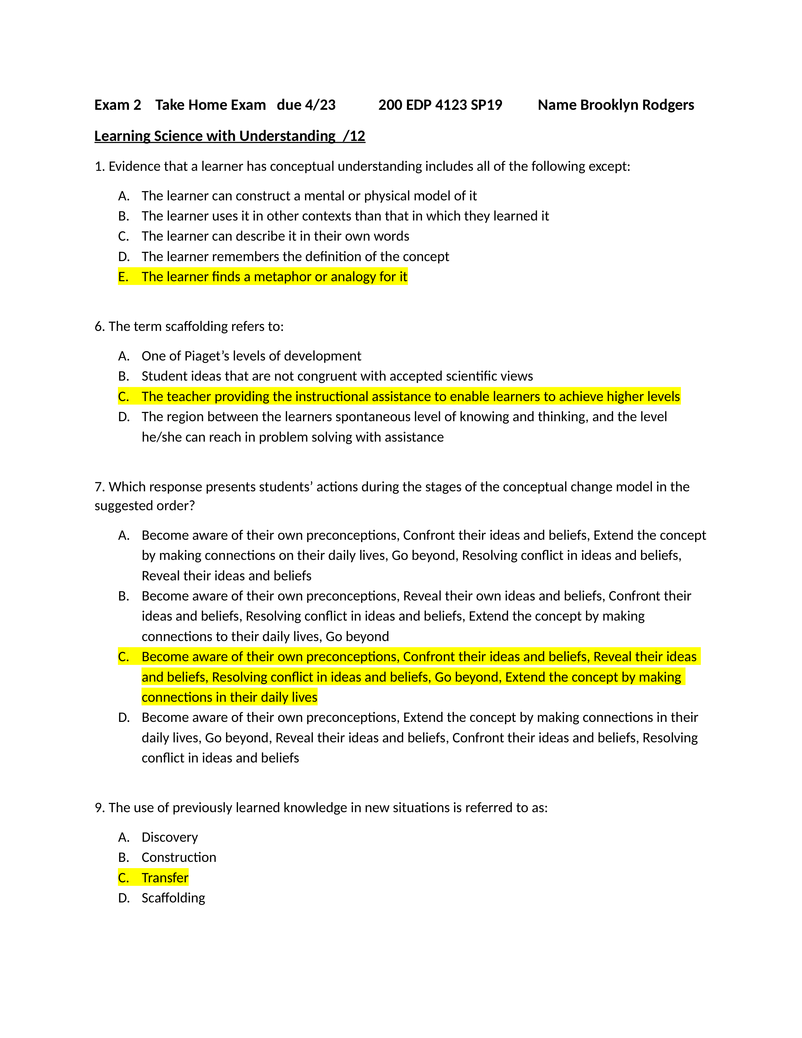 Exam 2  Student  200 Take Home Exam  EDP 4123 SP19 (1) (Science).docx_df5eoqfdbla_page1