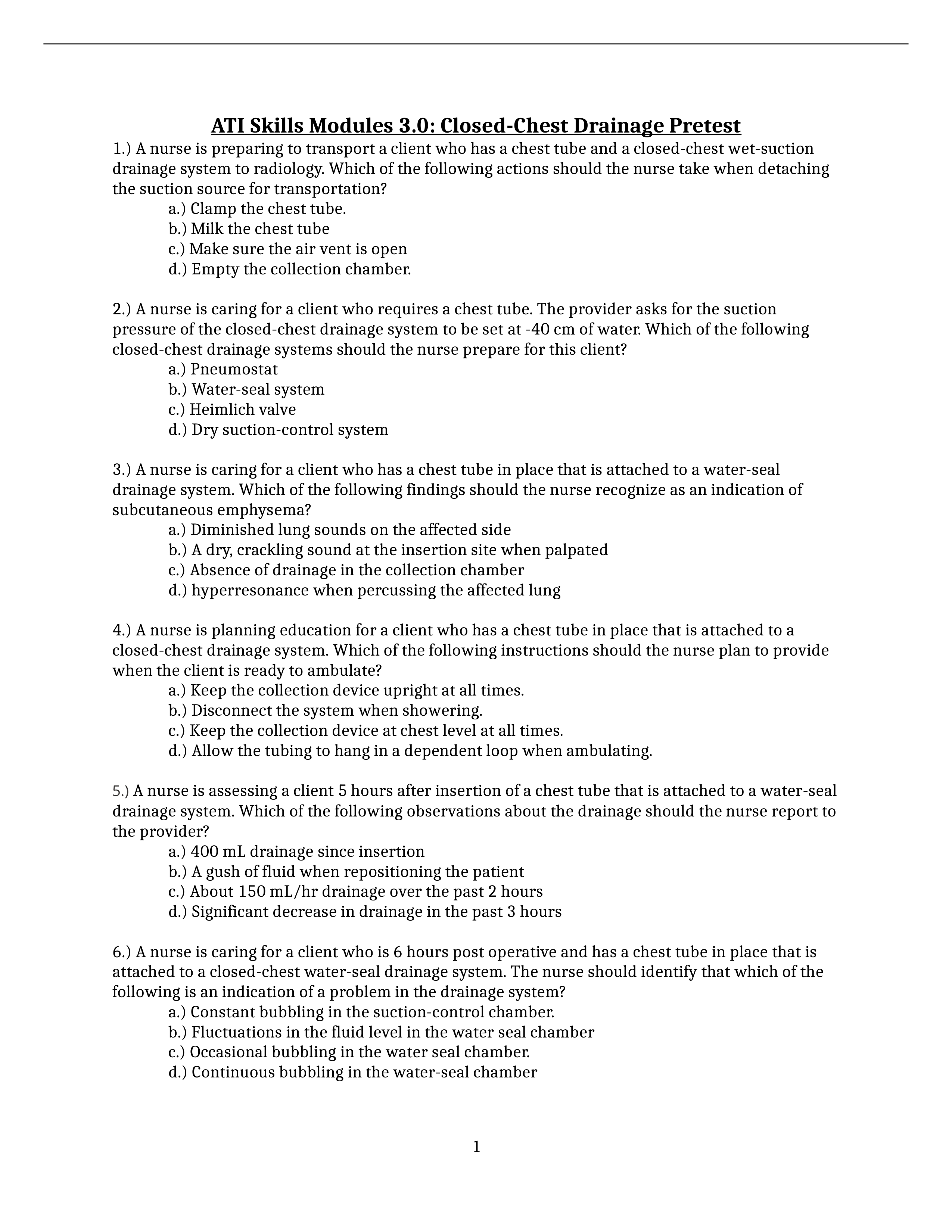 ATI Skills Modules 3- Closed-Chest Drainage Pretest.docx_df8hhhc6nu7_page1